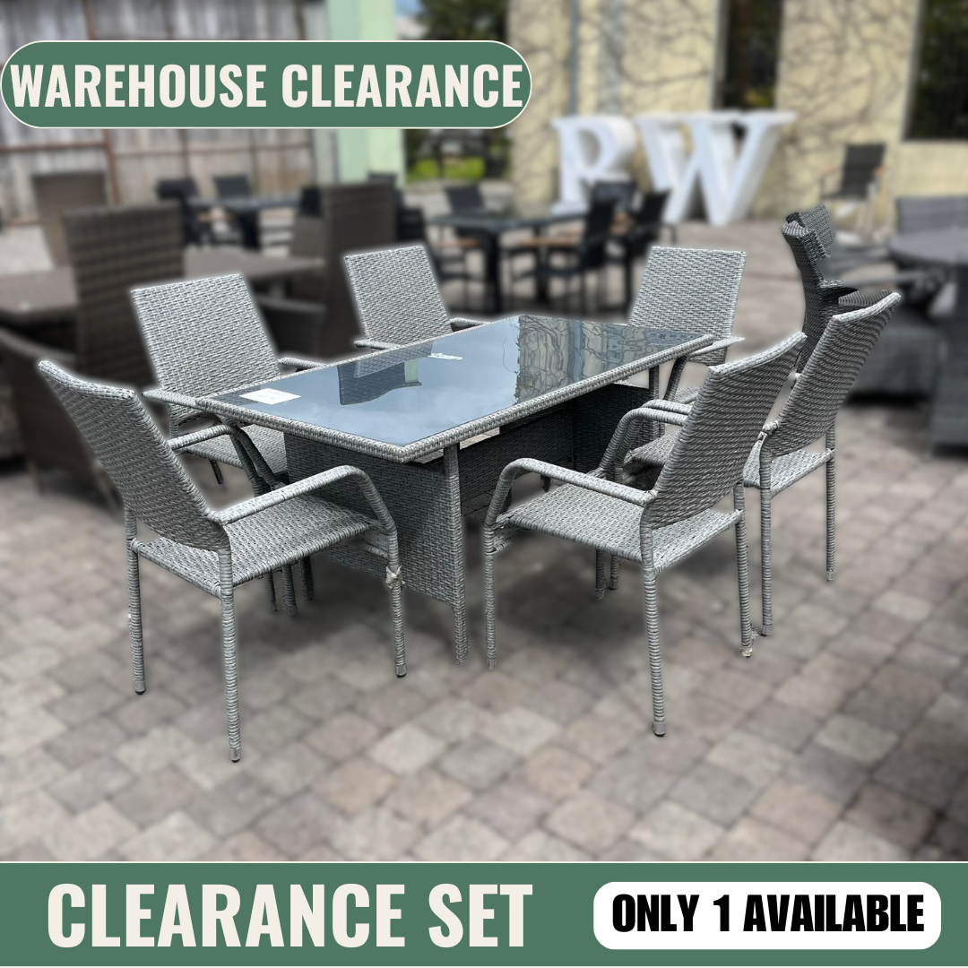 Grey 6 Seater Rectangle Set- Clearance