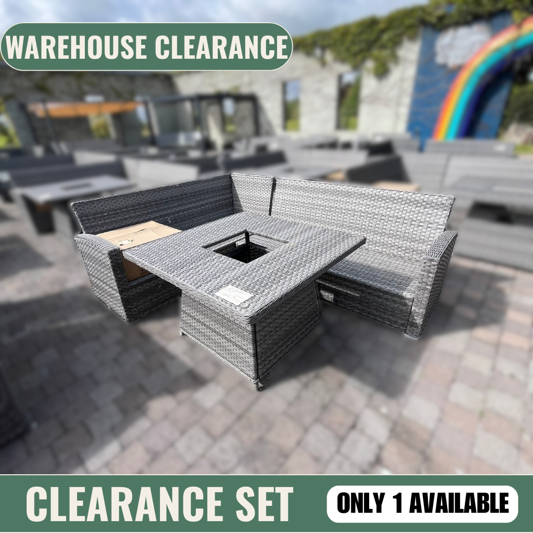 Casual Dining with Firepit Set (Grey) - Clearance