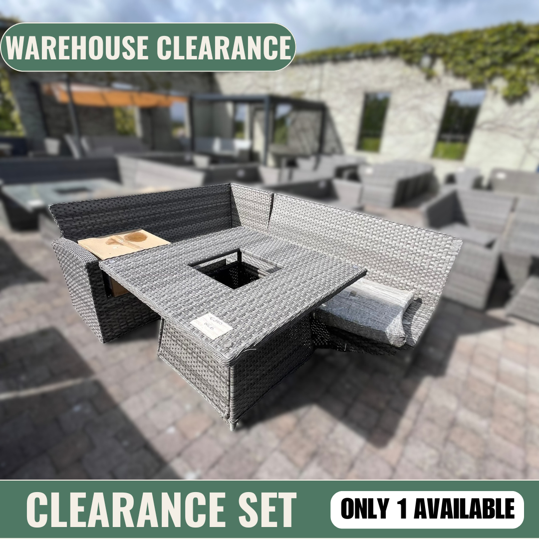 Casual Dining with Firepit Set (Grey) - Clearance