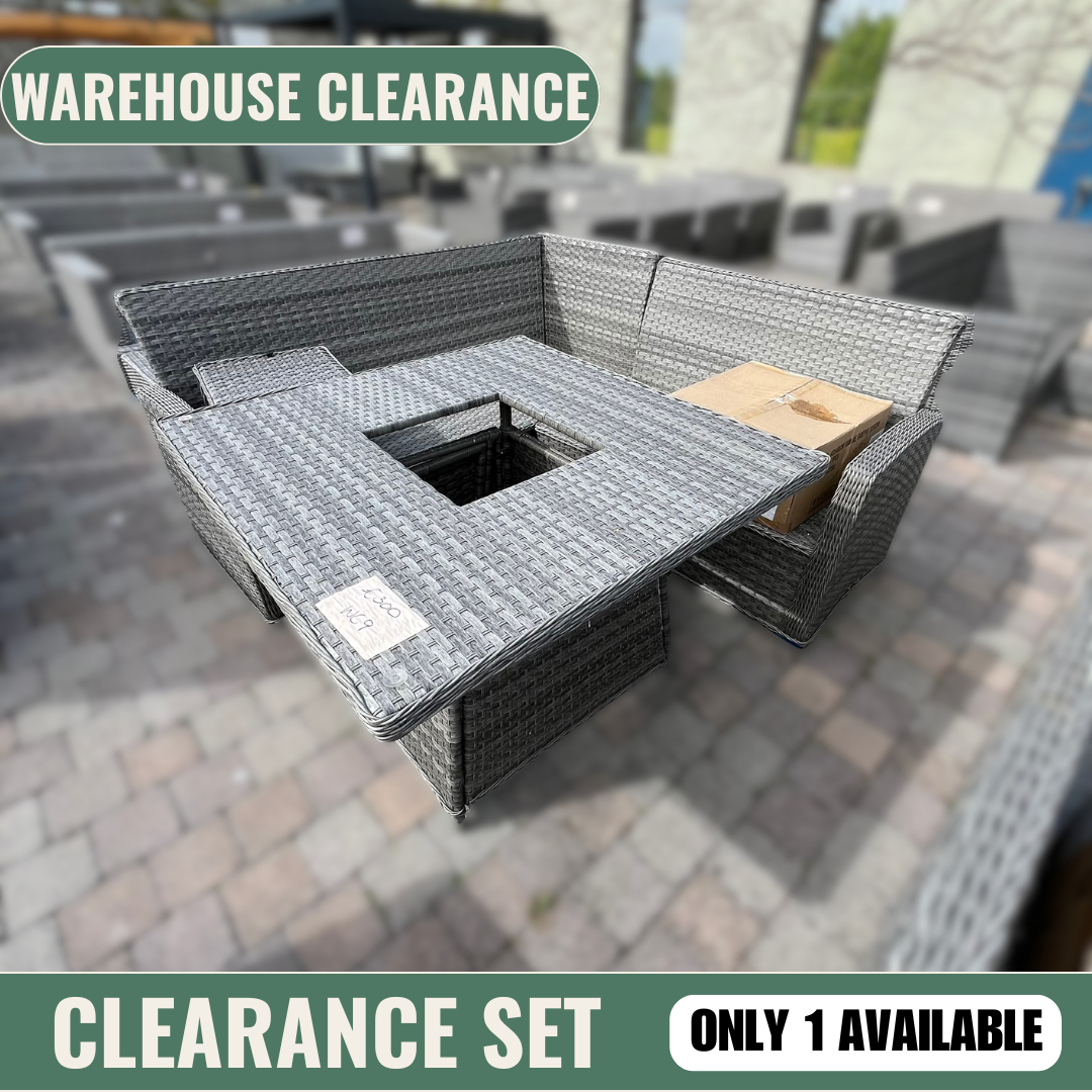 Casual Dining with Firepit Set (Grey) - Clearance