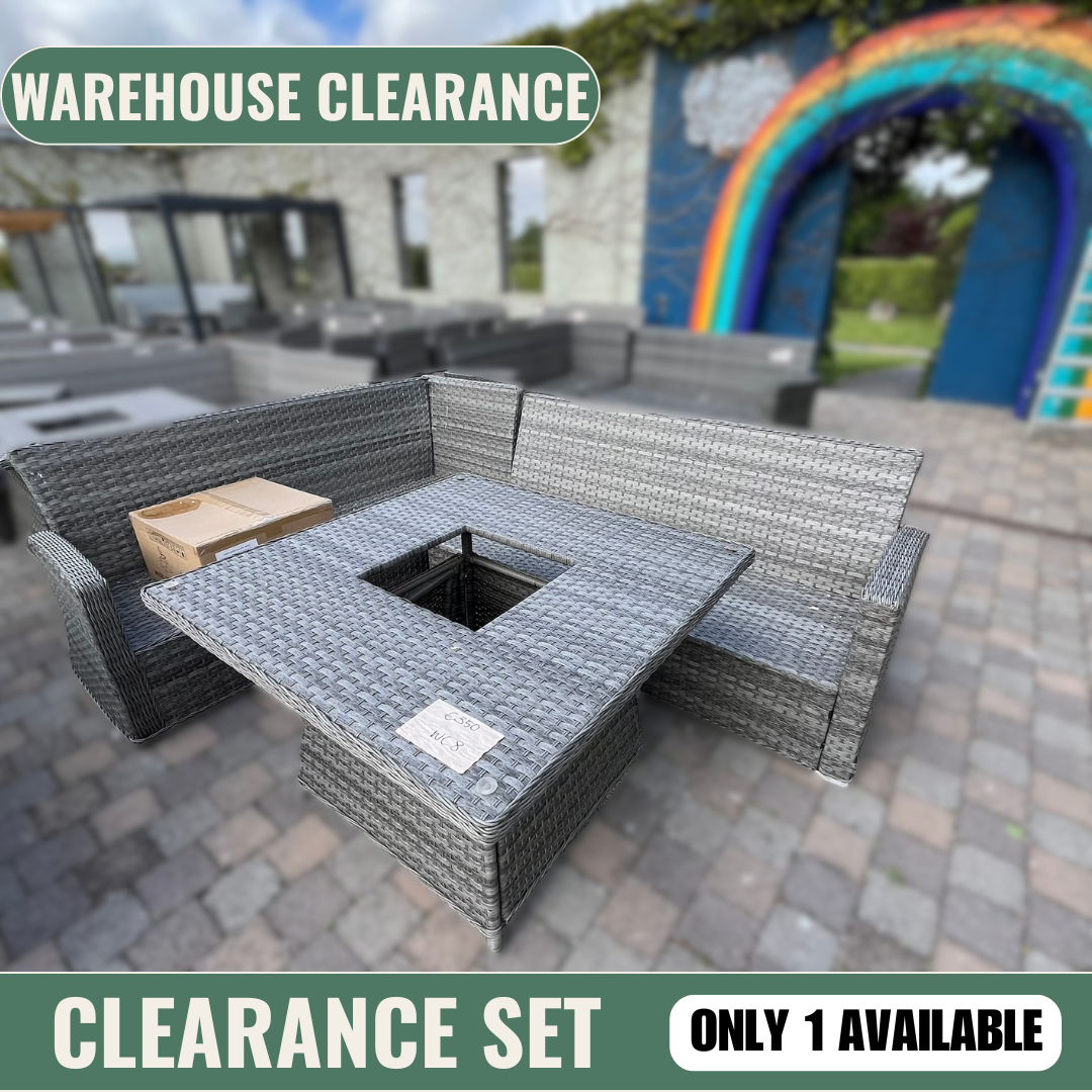 Casual Dining with Firepit Set (Grey) - Clearance