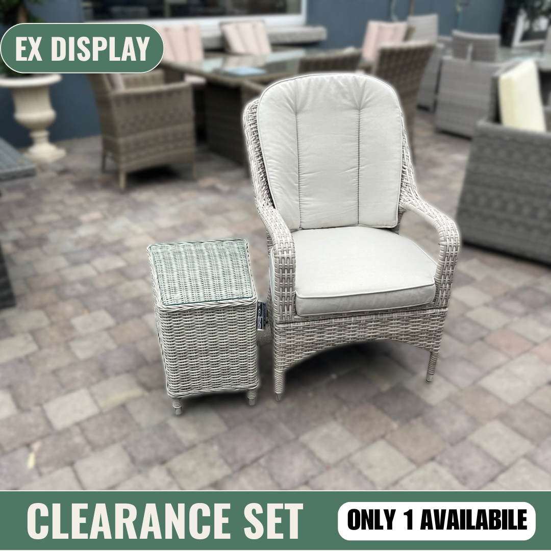 Parma Chair + Table (White wash) - Clearance