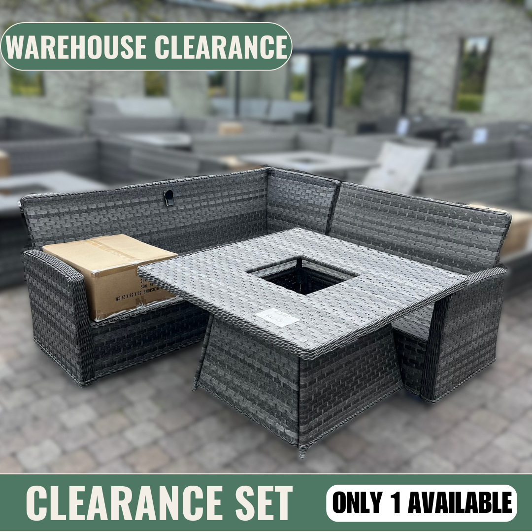 Casual Dining with Firepit Set (Grey) - Clearance