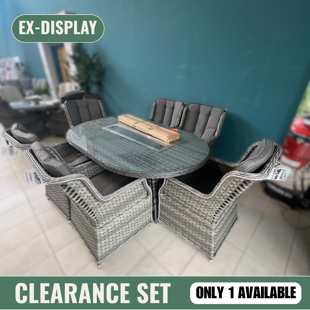 Boston/Bali 6 Seater Oval set with Firepit - Clearance
