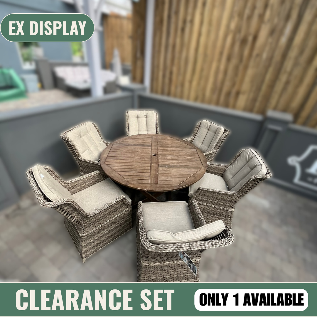 Hampton 6 Seater with Wooden Table - Clearance