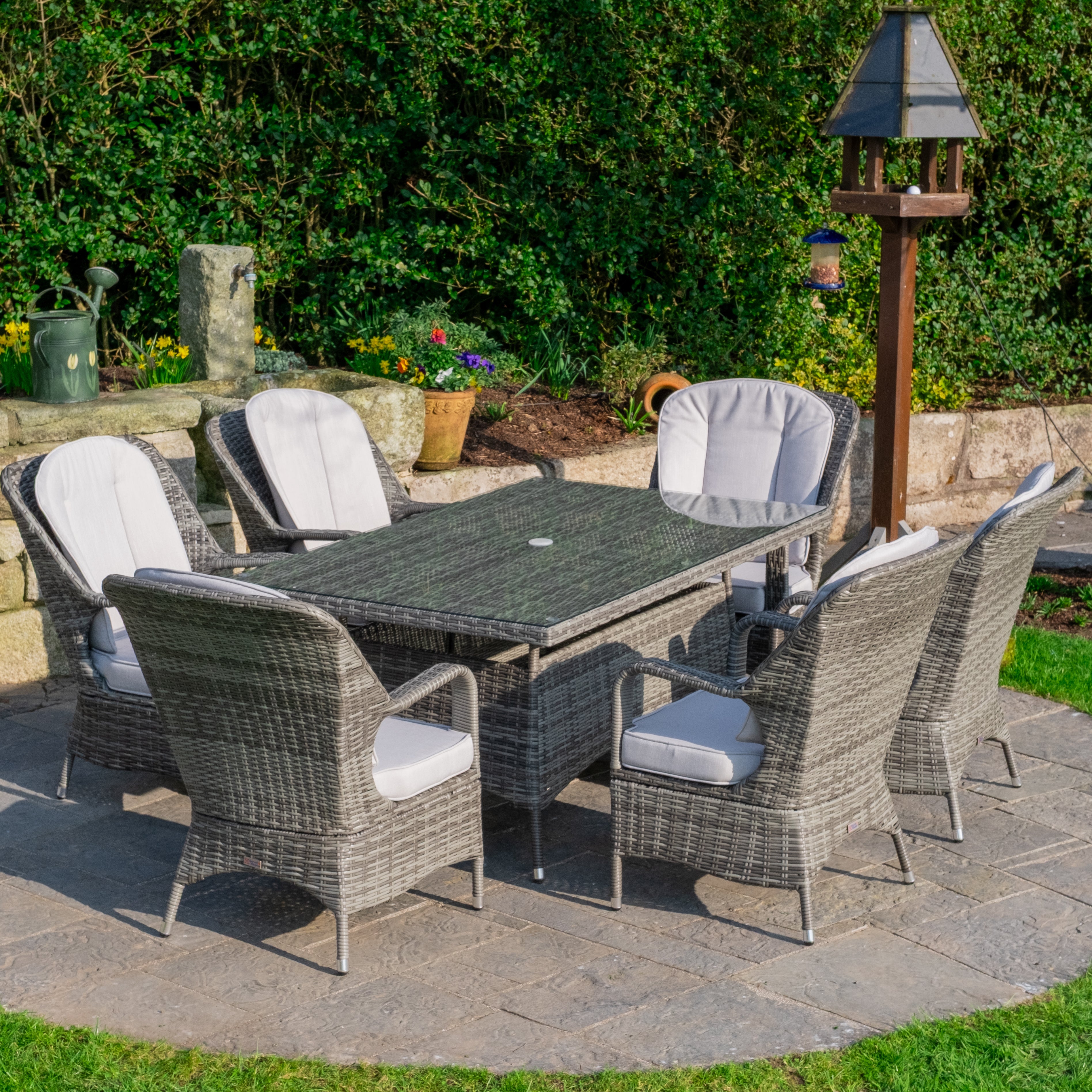 Parma - 6 Seater Set with Rectangular Table (Grey)