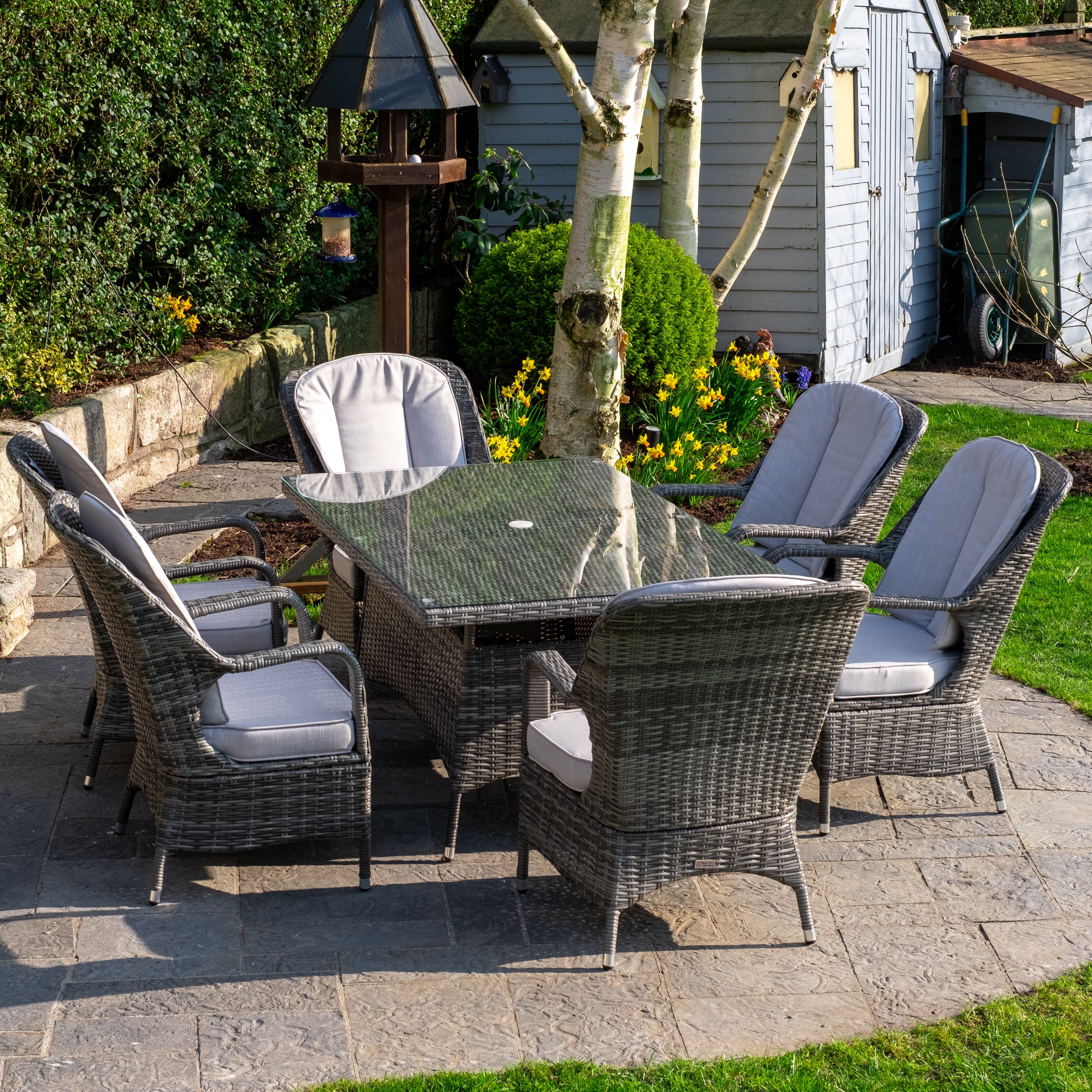 Parma - 6 Seater Set with Rectangular Table (Grey)