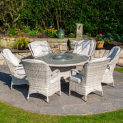 Parma - 6 Seater Set with 135cm Round Table (White Washed)