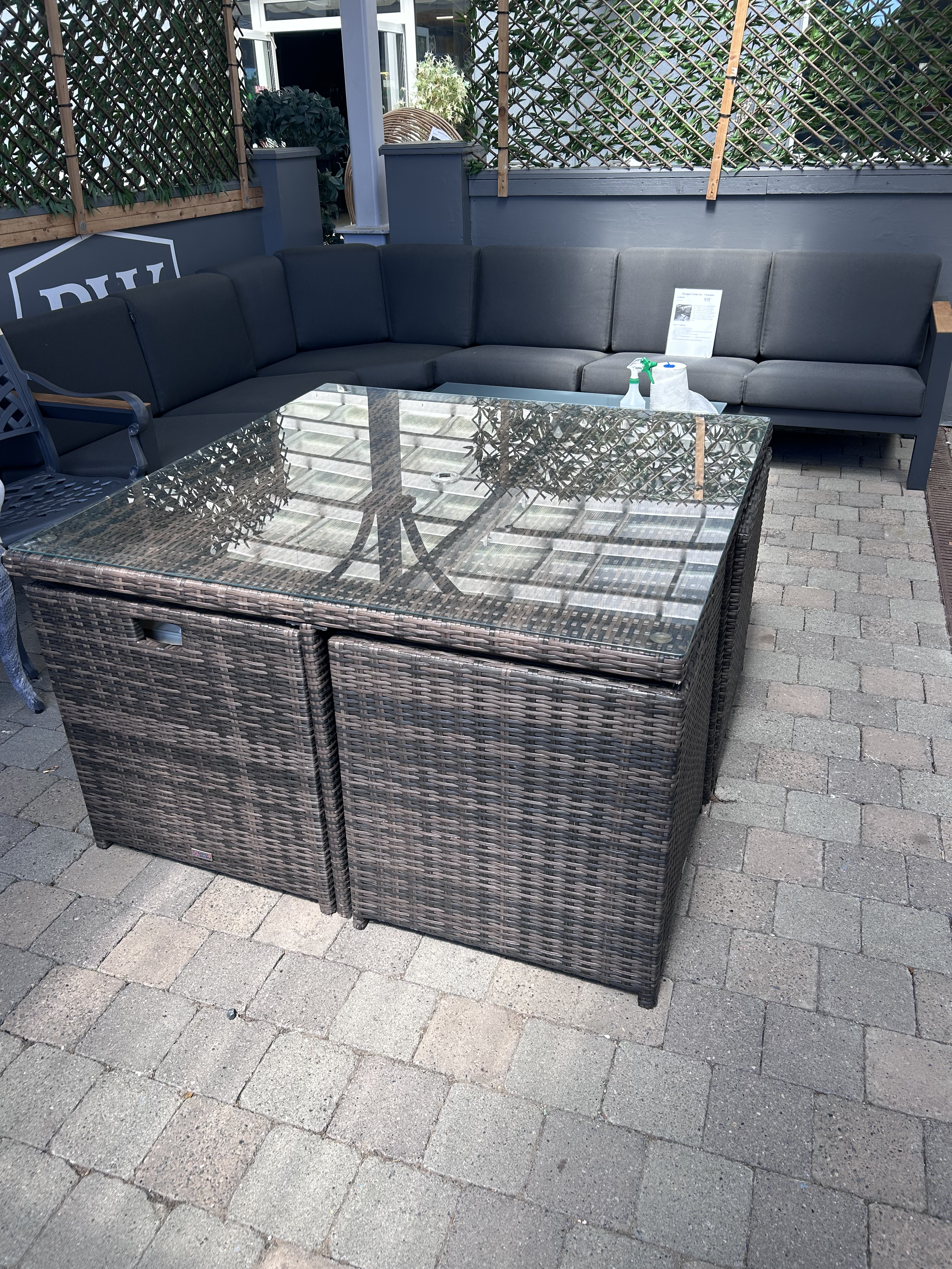 Cube 4 Seater Natural Rattan Set - Clearance