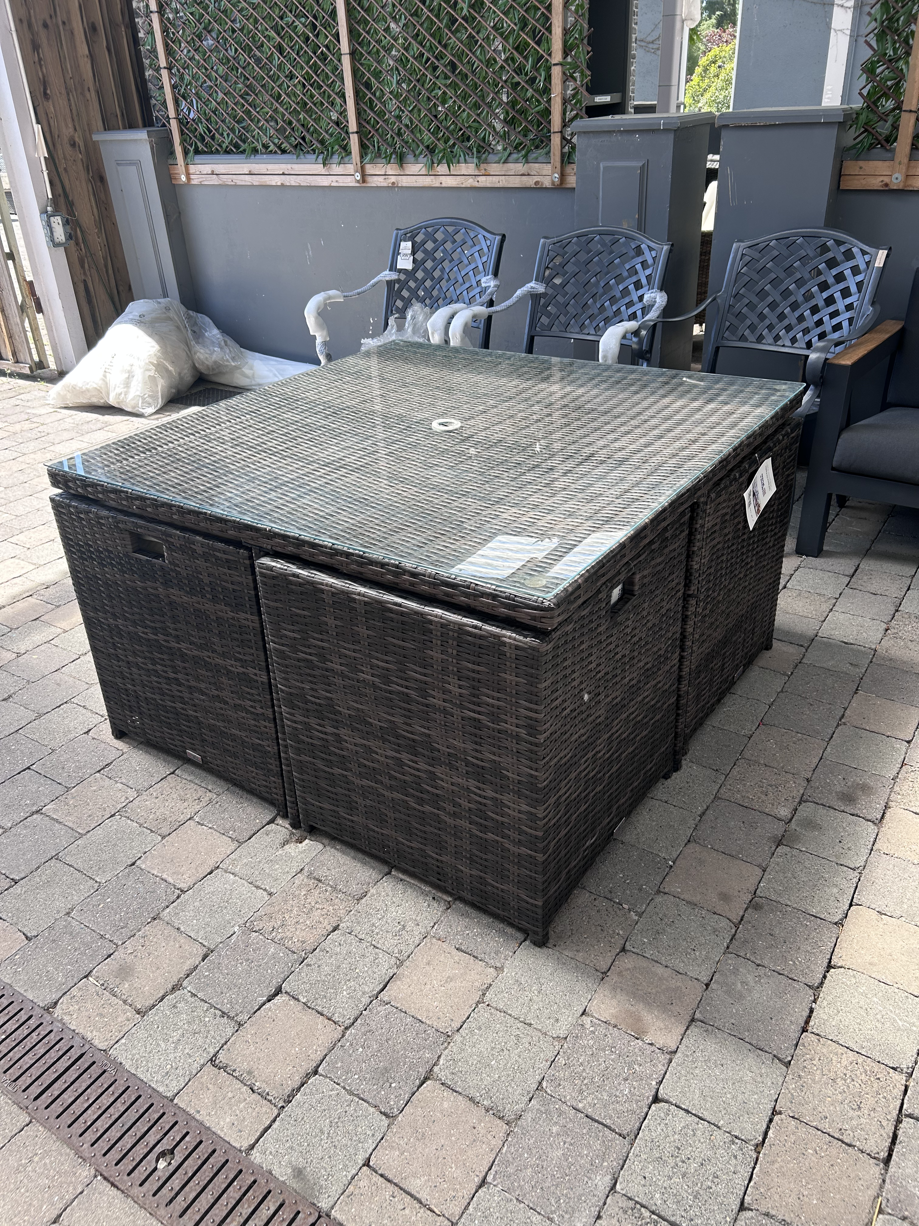 Cube 4 Seater Natural Rattan Set - Clearance