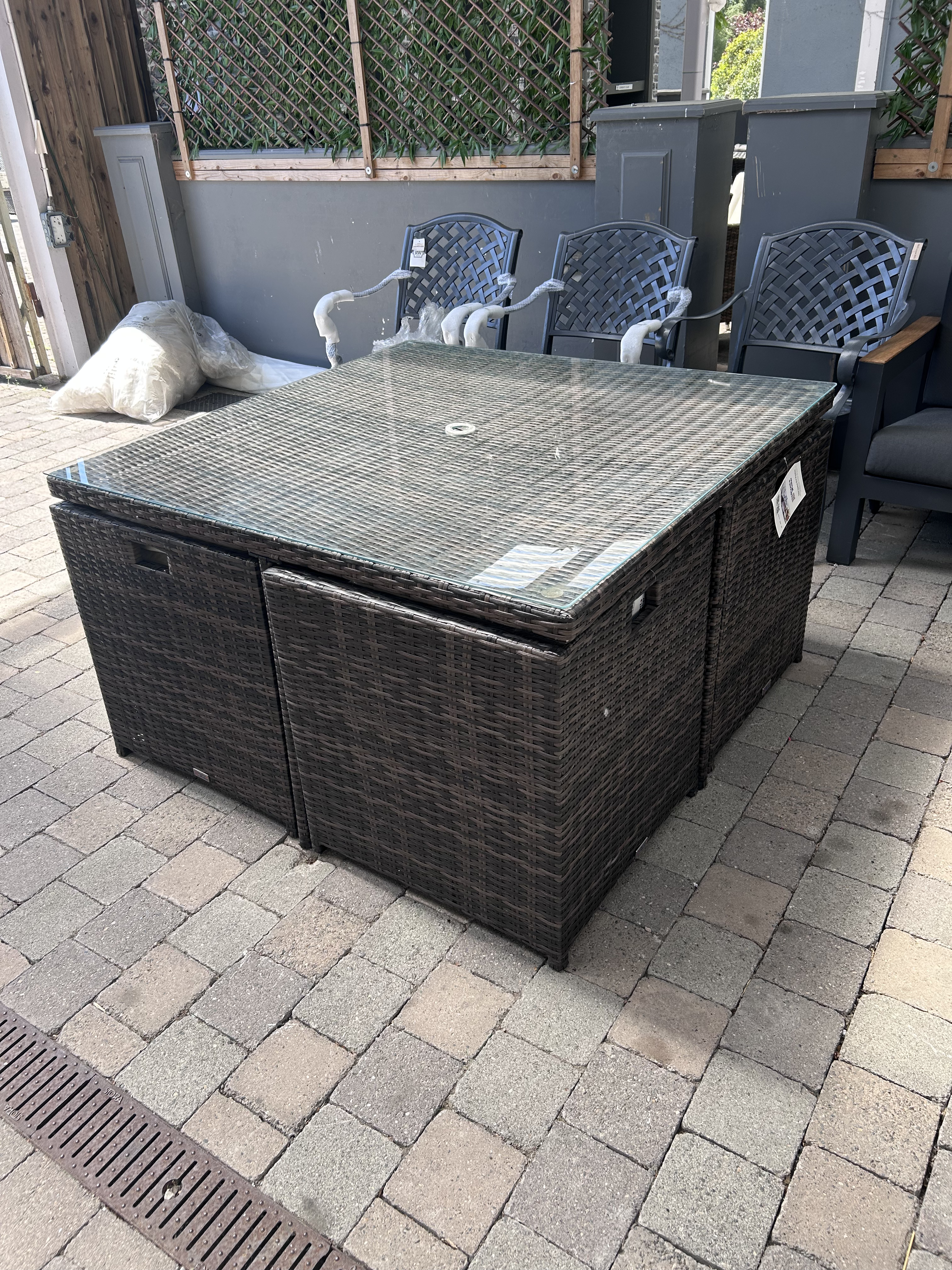 Cube 4 Seater Natural Rattan Set - Clearance