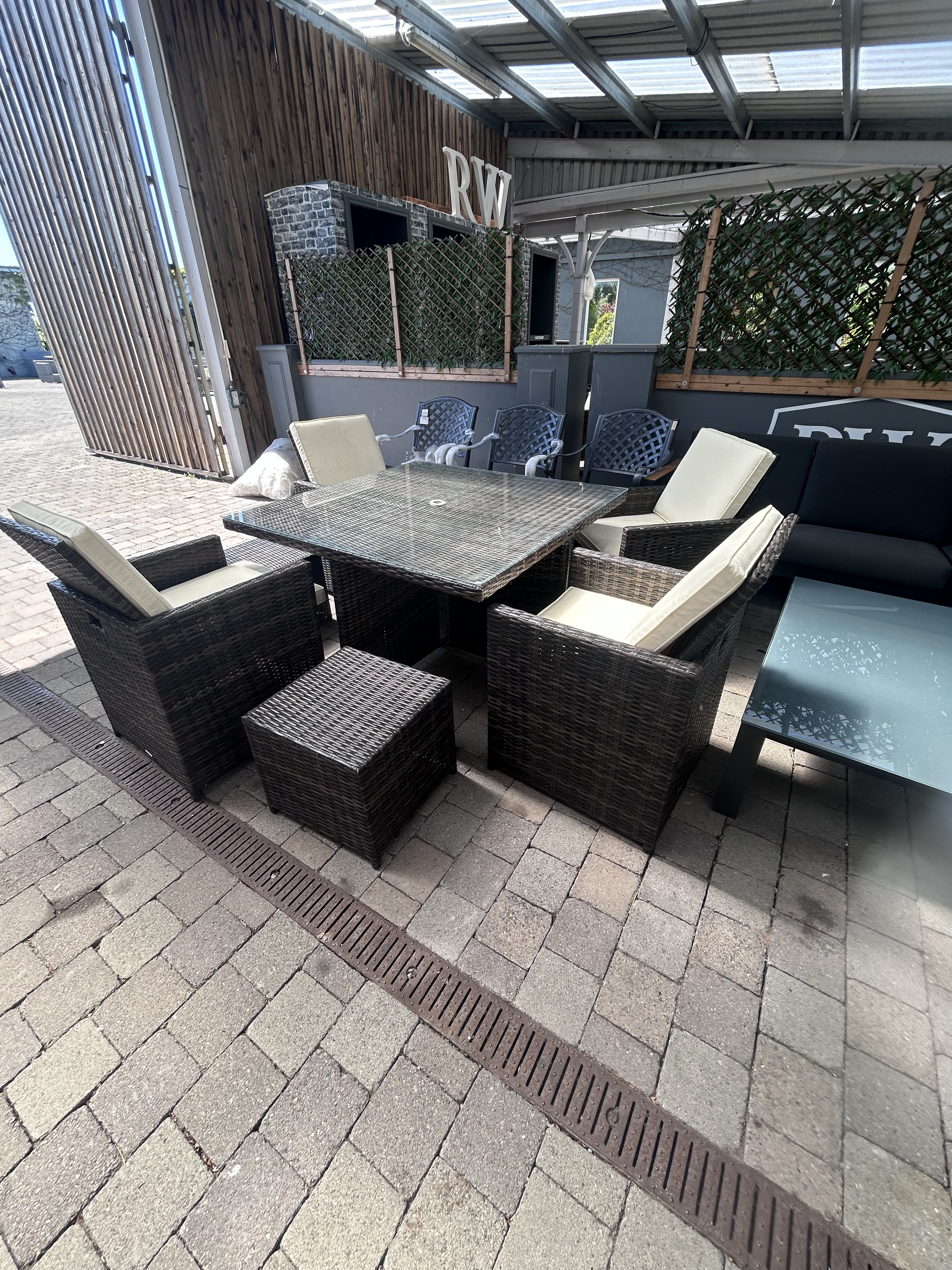 Cube 4 Seater Natural Rattan Set - Clearance