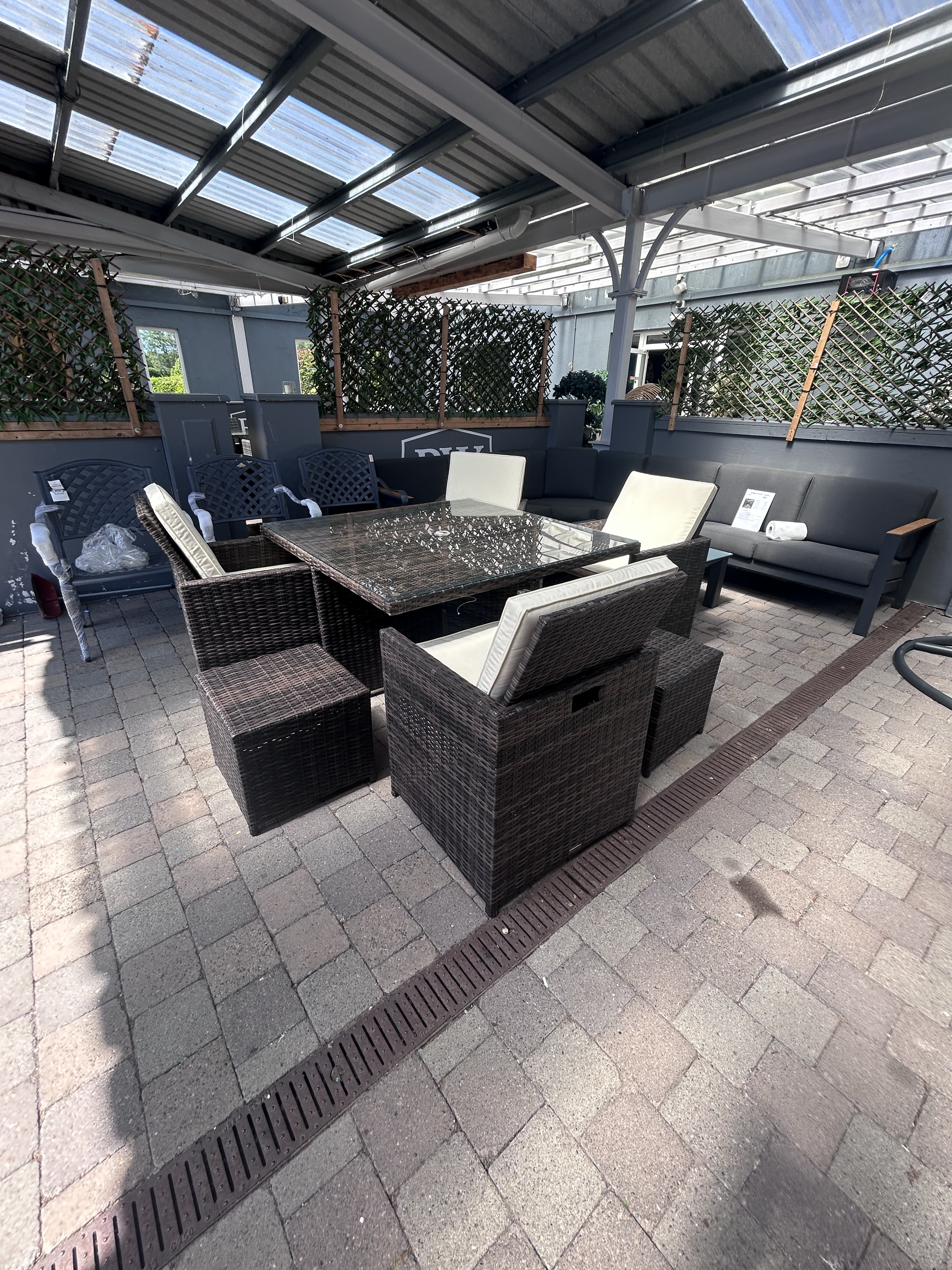 Cube 4 Seater Natural Rattan Set - Clearance