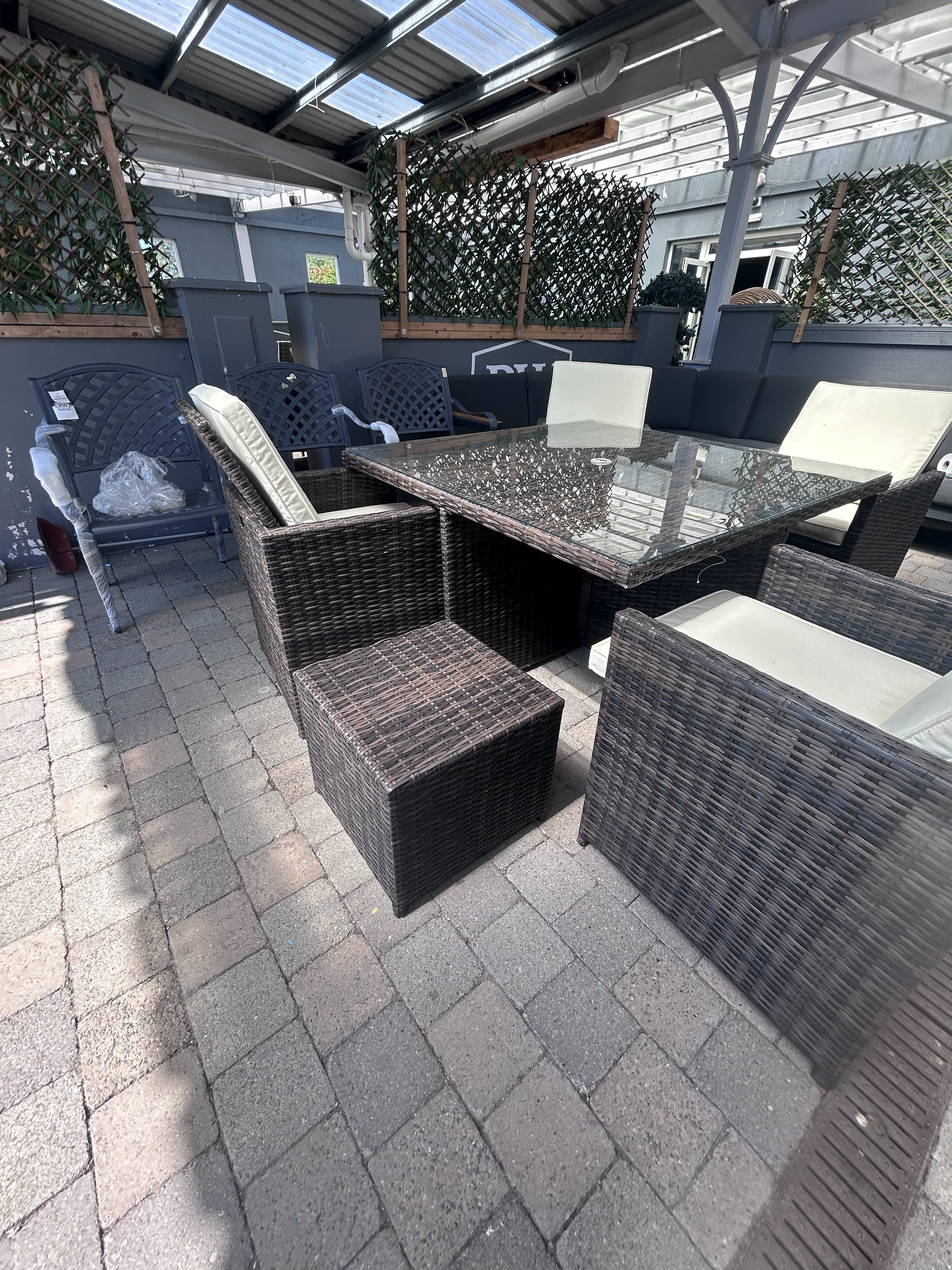 Cube 4 Seater Natural Rattan Set - Clearance