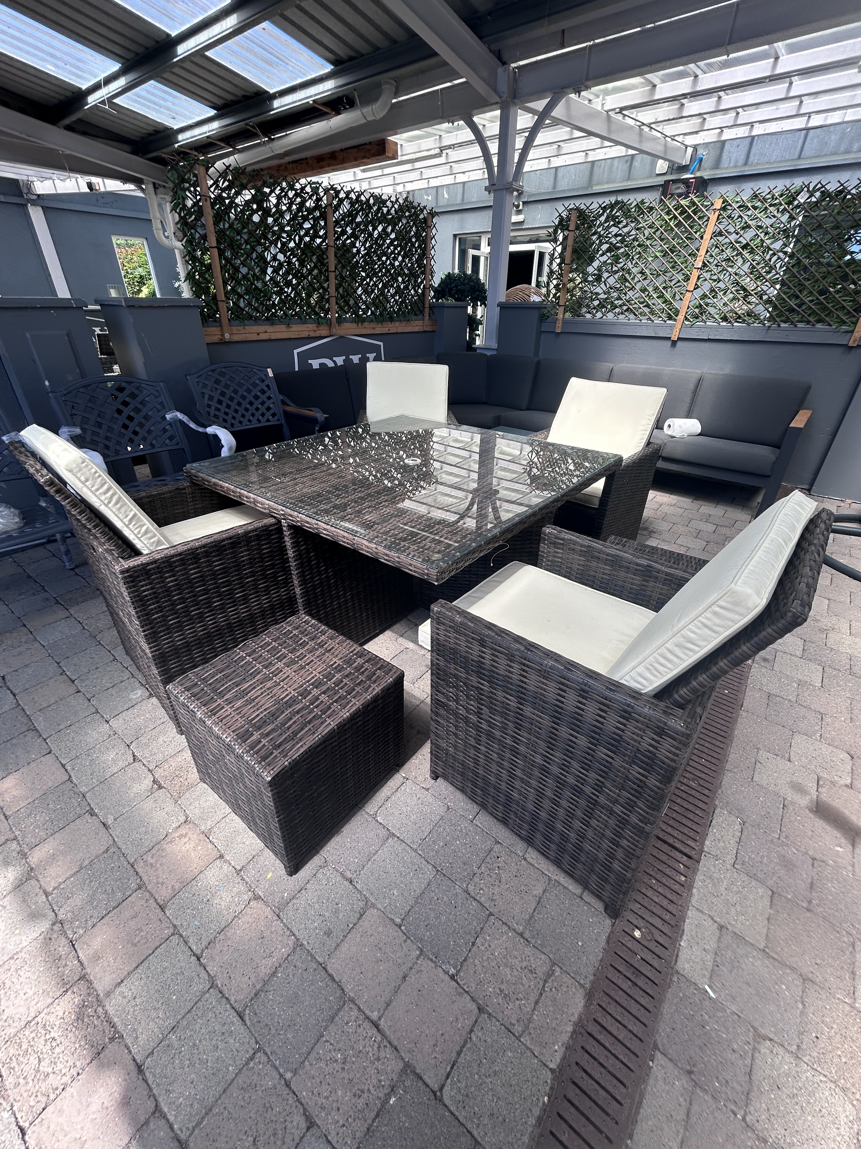 Cube 4 Seater Natural Rattan Set - Clearance