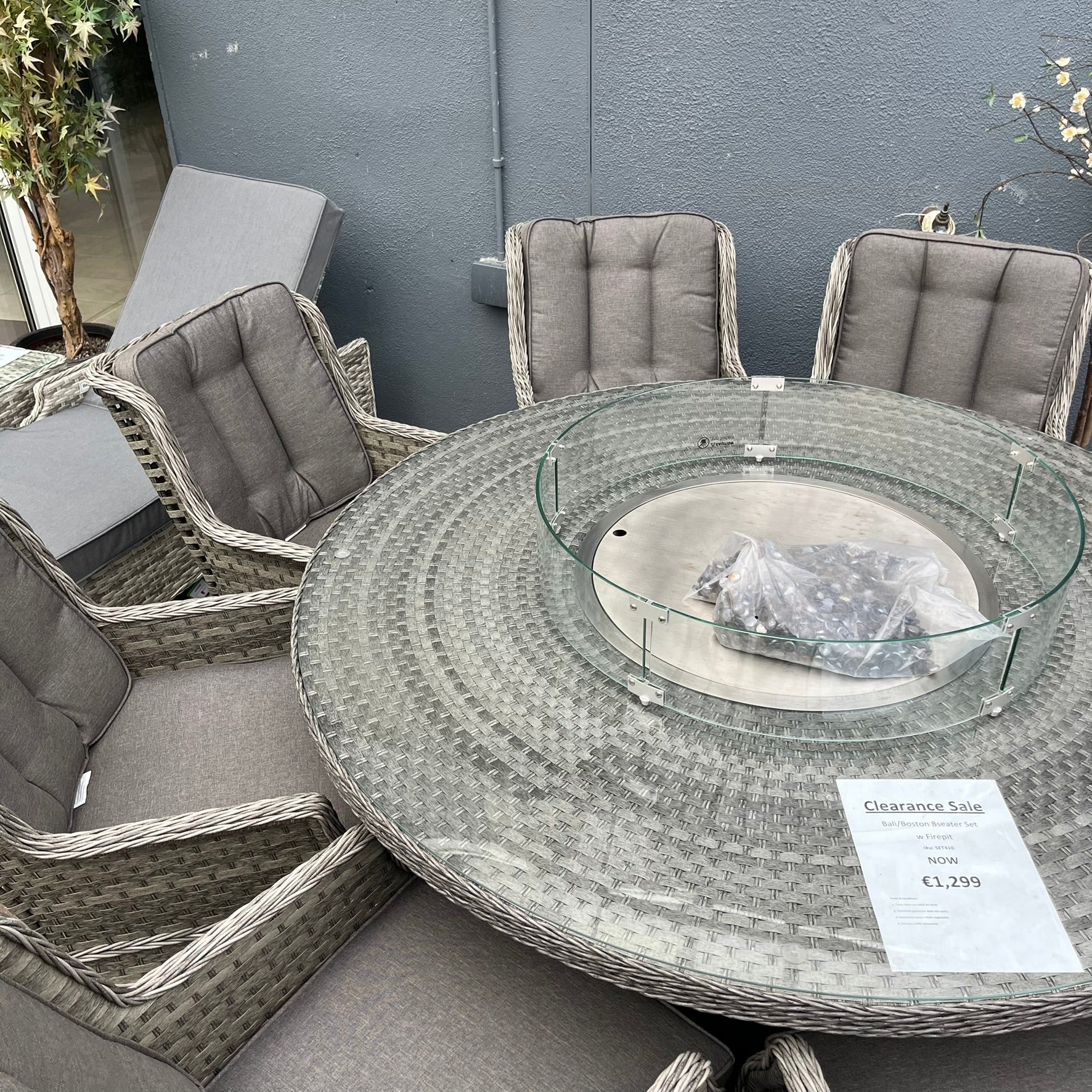 Bali/Boston 8-Seater Fire Pit Set - Clearance