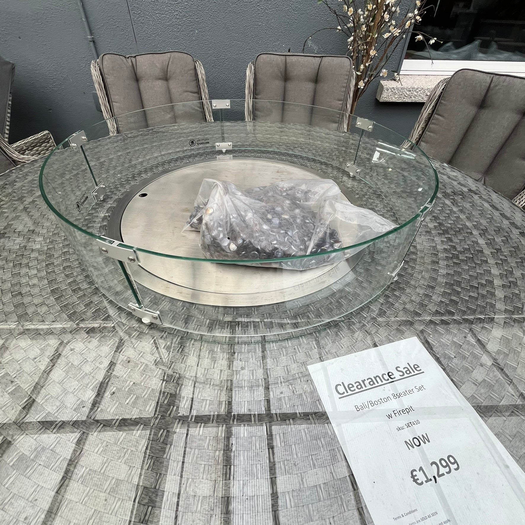 Bali/Boston 8-Seater Fire Pit Set - Clearance