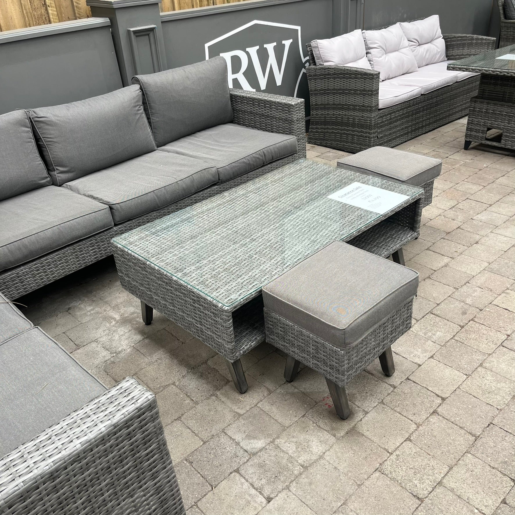 Corner Sofa Set with Storage Box - Grey