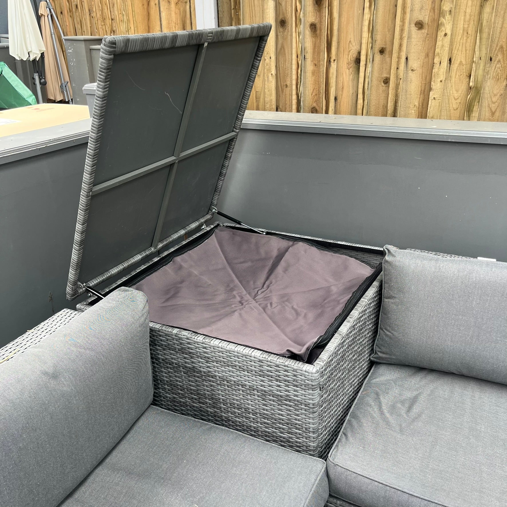 Corner Sofa Set with Storage Box - Grey