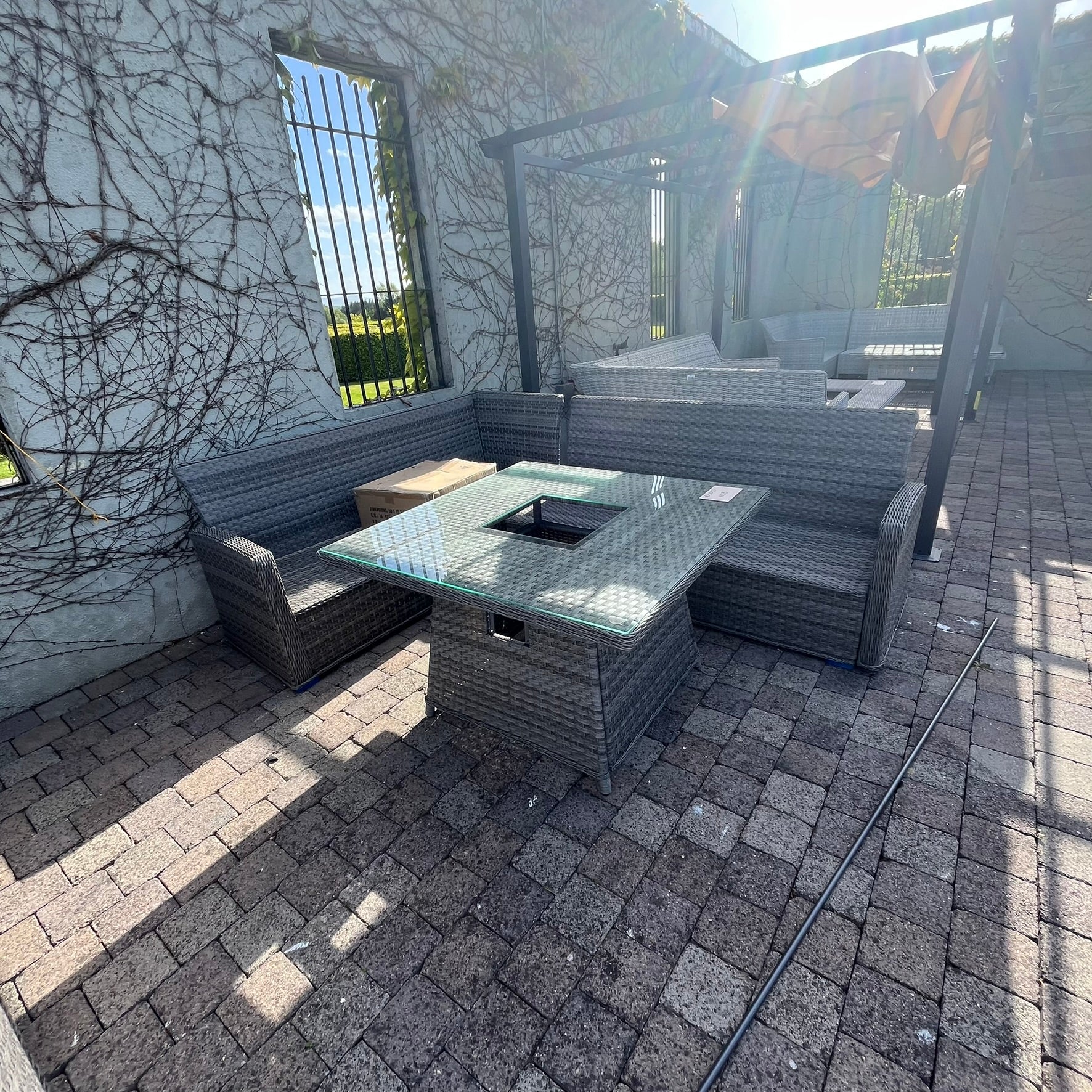 Casual Dining with Firepit Set (Grey) - Clearance