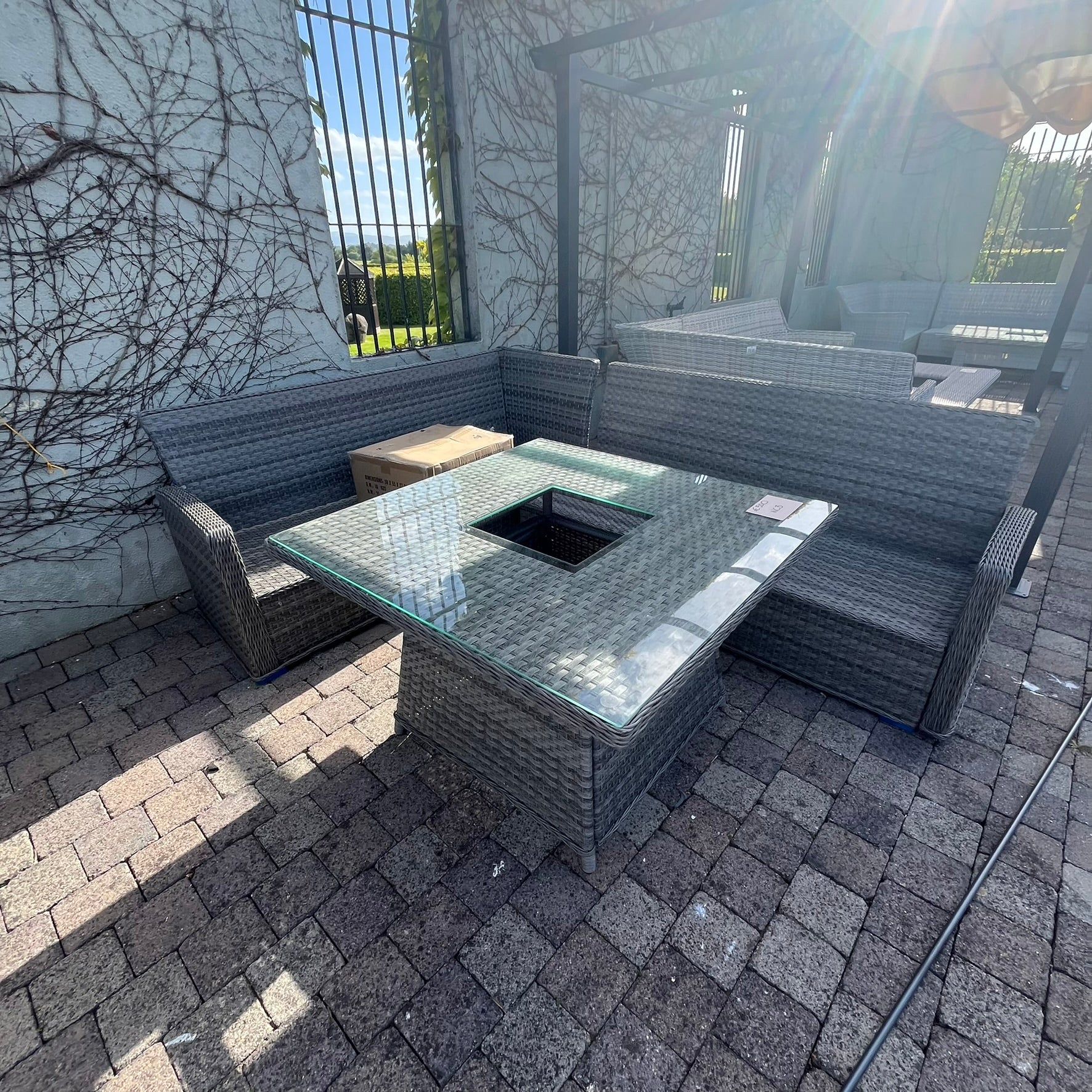 Casual Dining with Firepit Set (Grey) - Clearance
