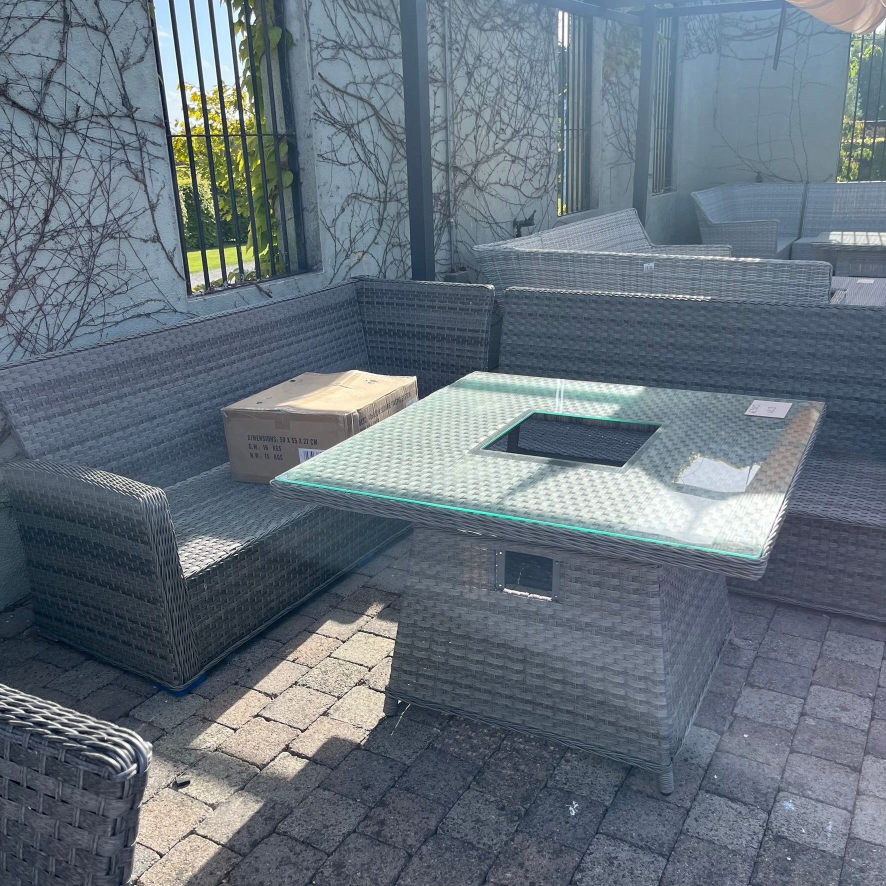 Casual Dining with Firepit Set (Grey) - Clearance