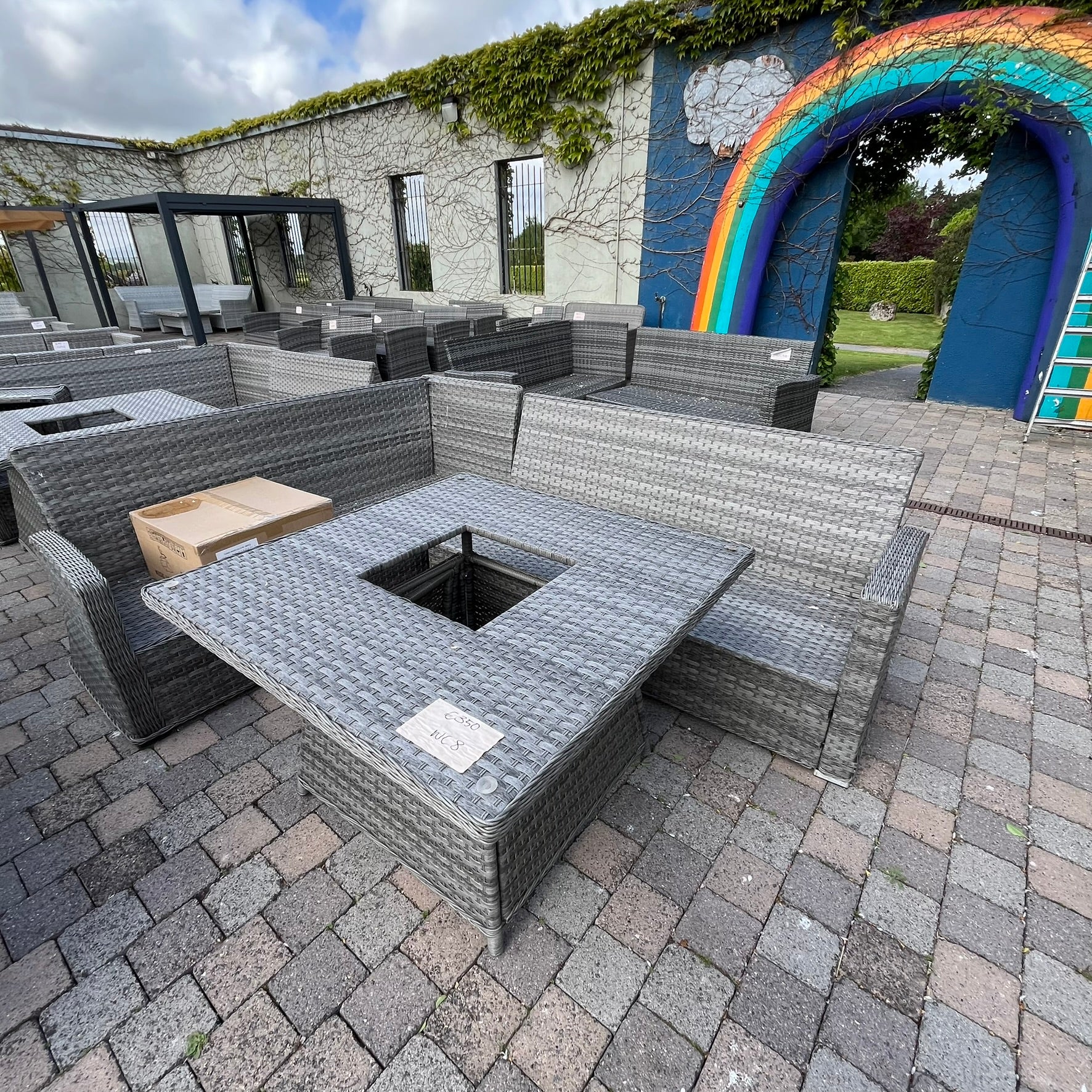 Casual Dining with Firepit Set (Grey) - Clearance