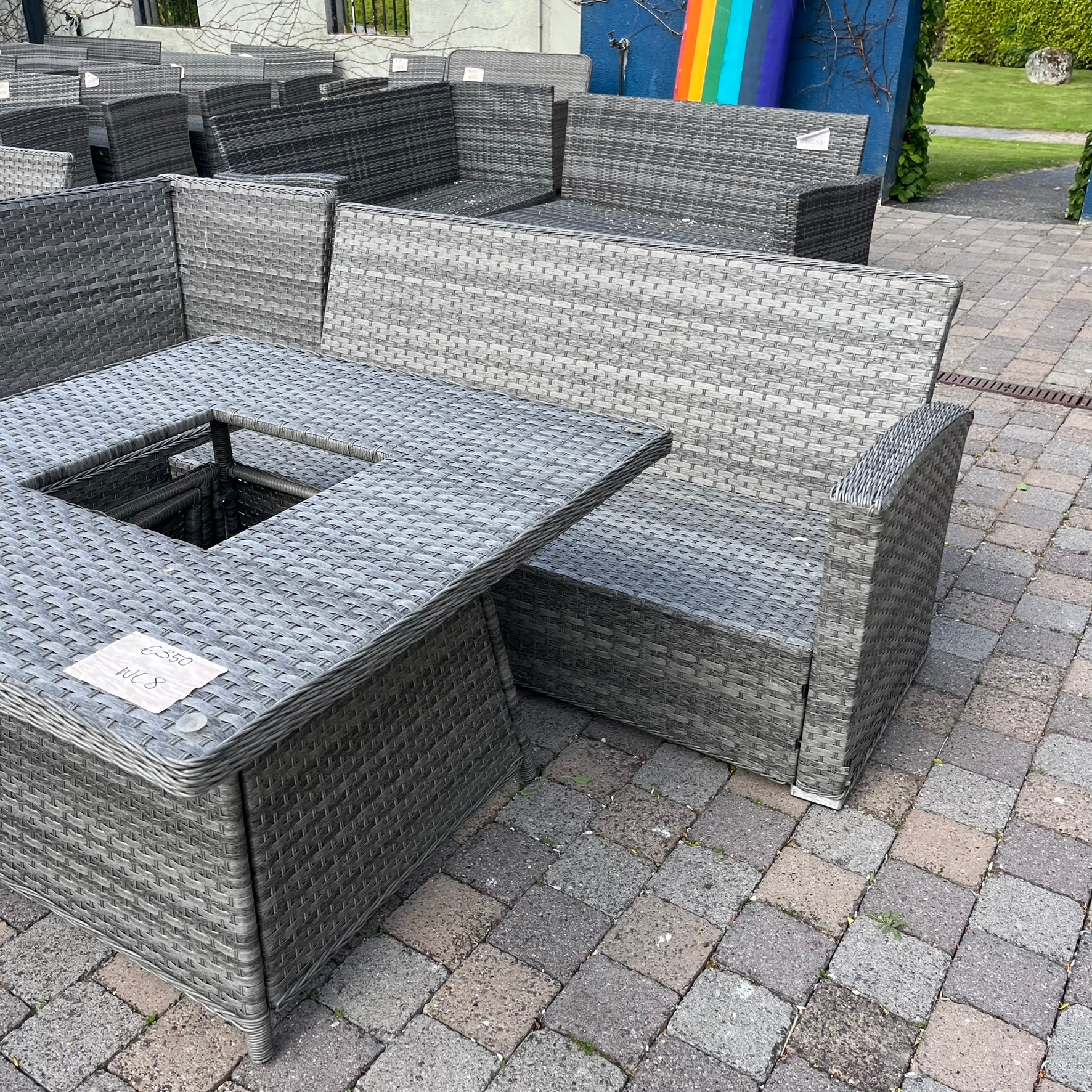 Casual Dining with Firepit Set (Grey) - Clearance