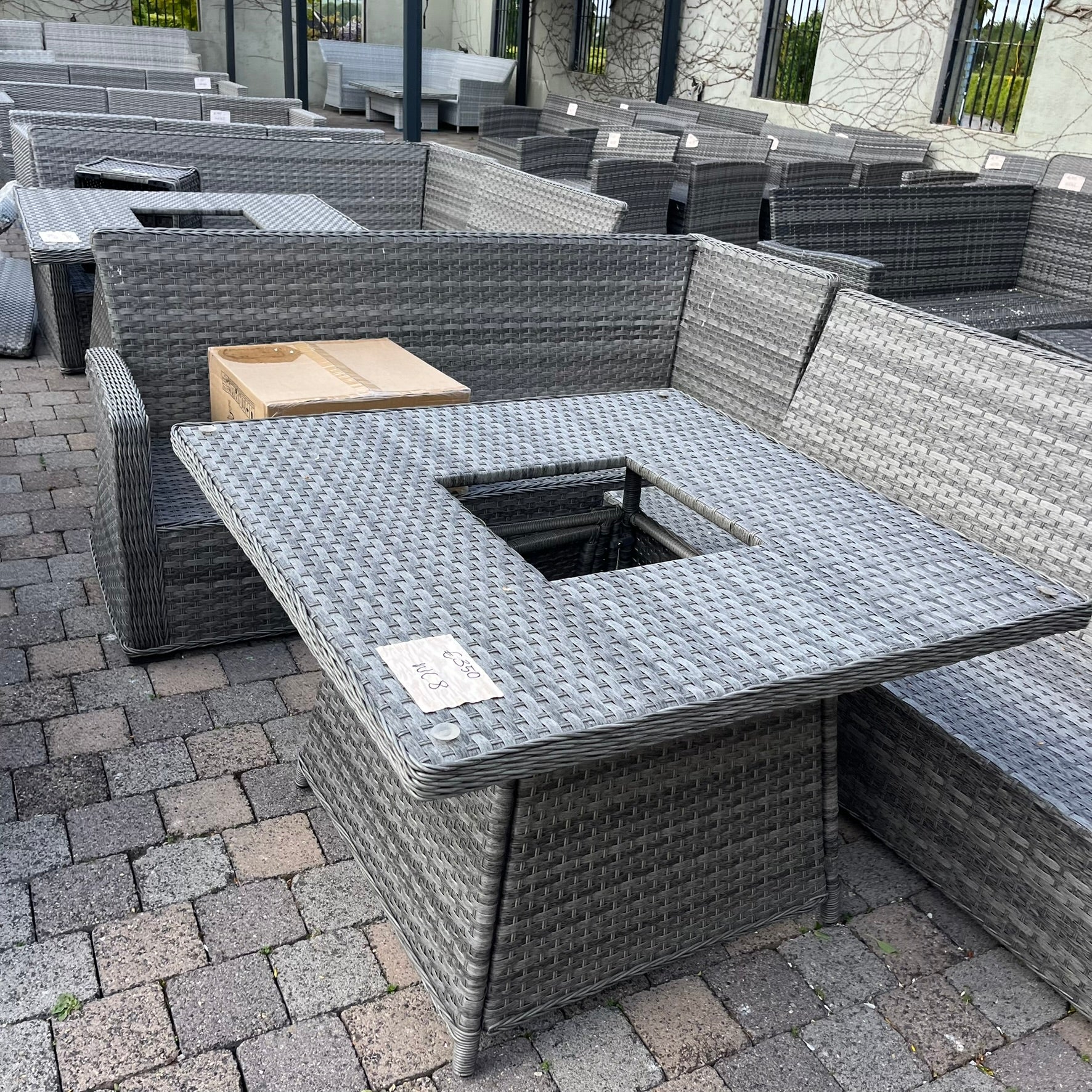 Casual Dining with Firepit Set (Grey) - Clearance