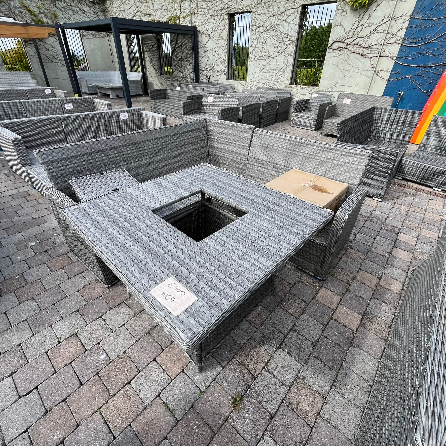 Casual Dining with Firepit Set (Grey) - Clearance