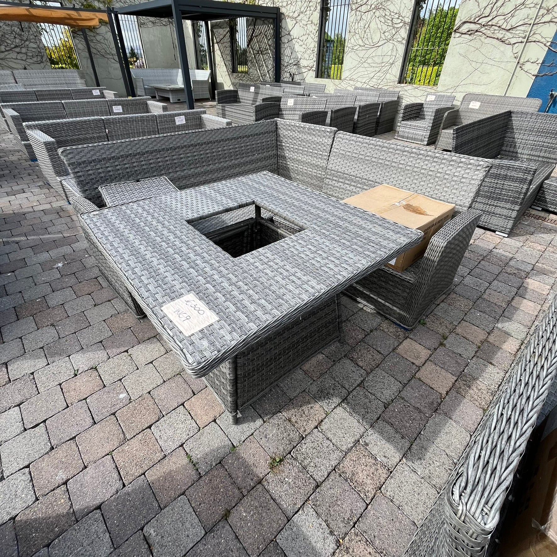 Casual Dining with Firepit Set (Grey) - Clearance