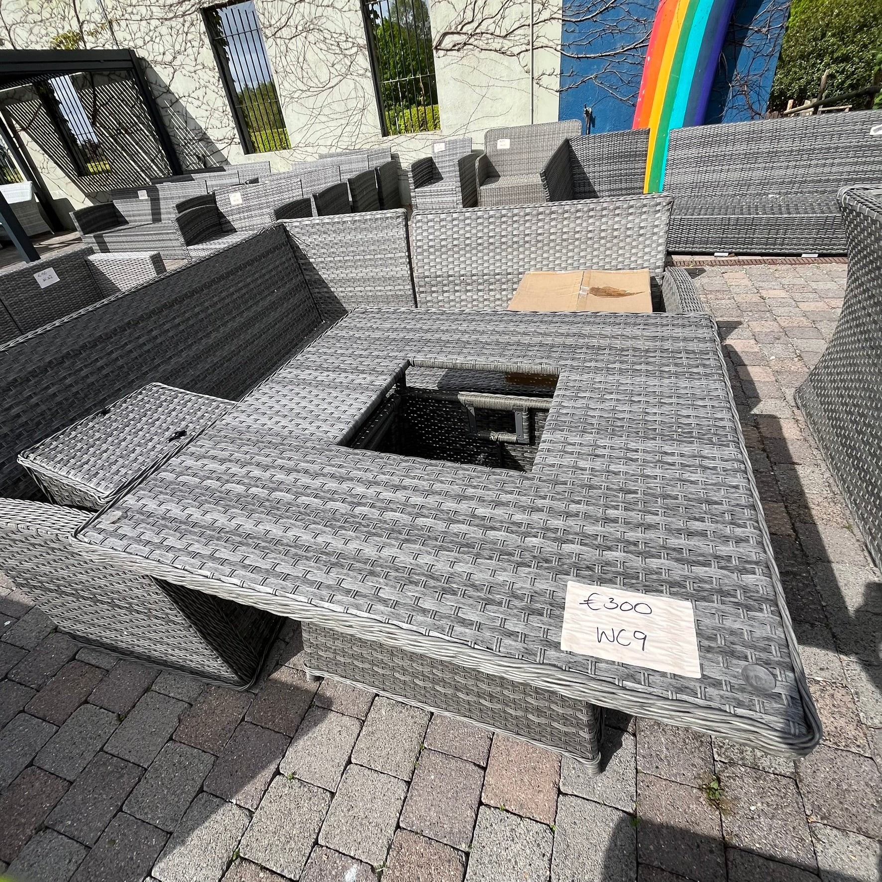 Casual Dining with Firepit Set (Grey) - Clearance