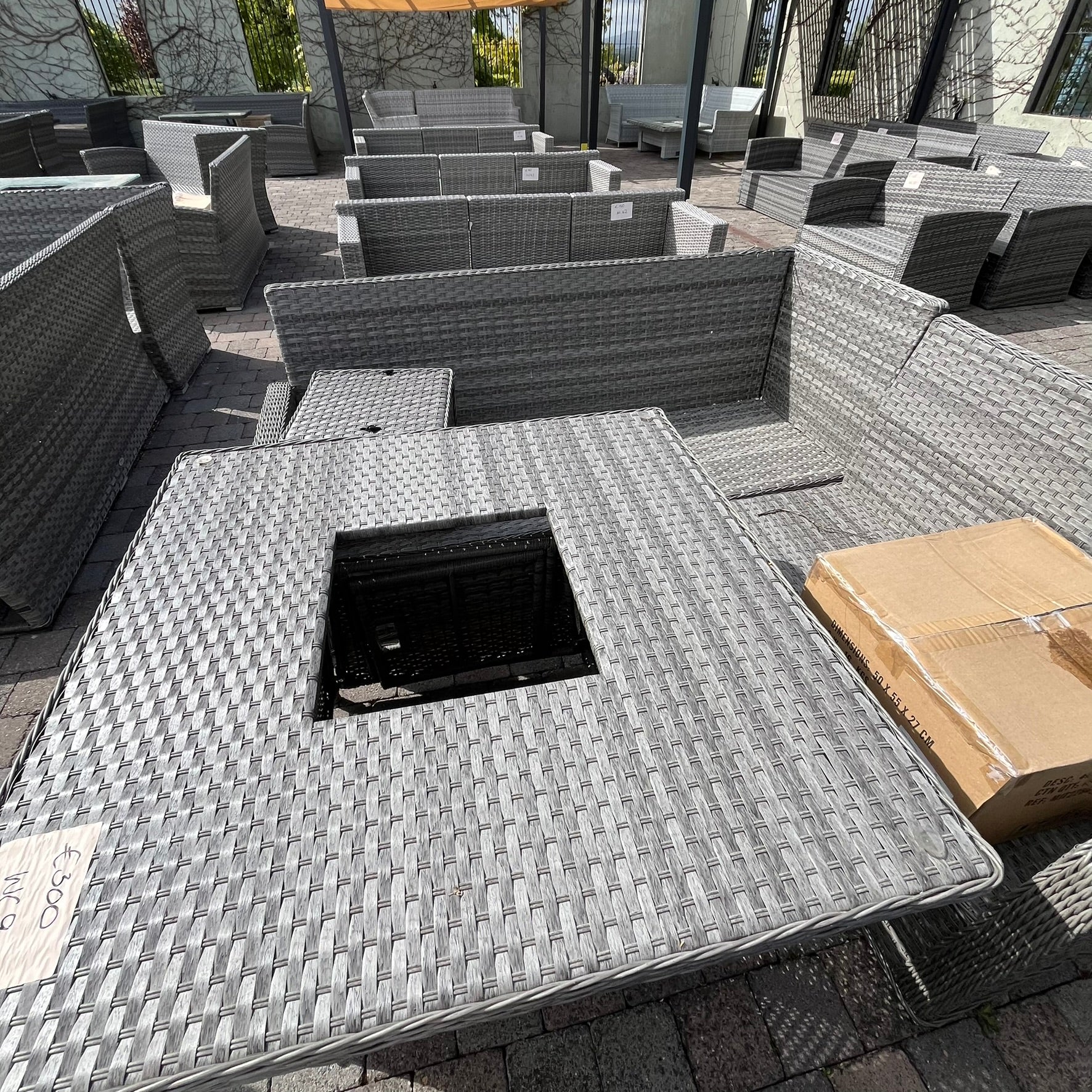 Casual Dining with Firepit Set (Grey) - Clearance
