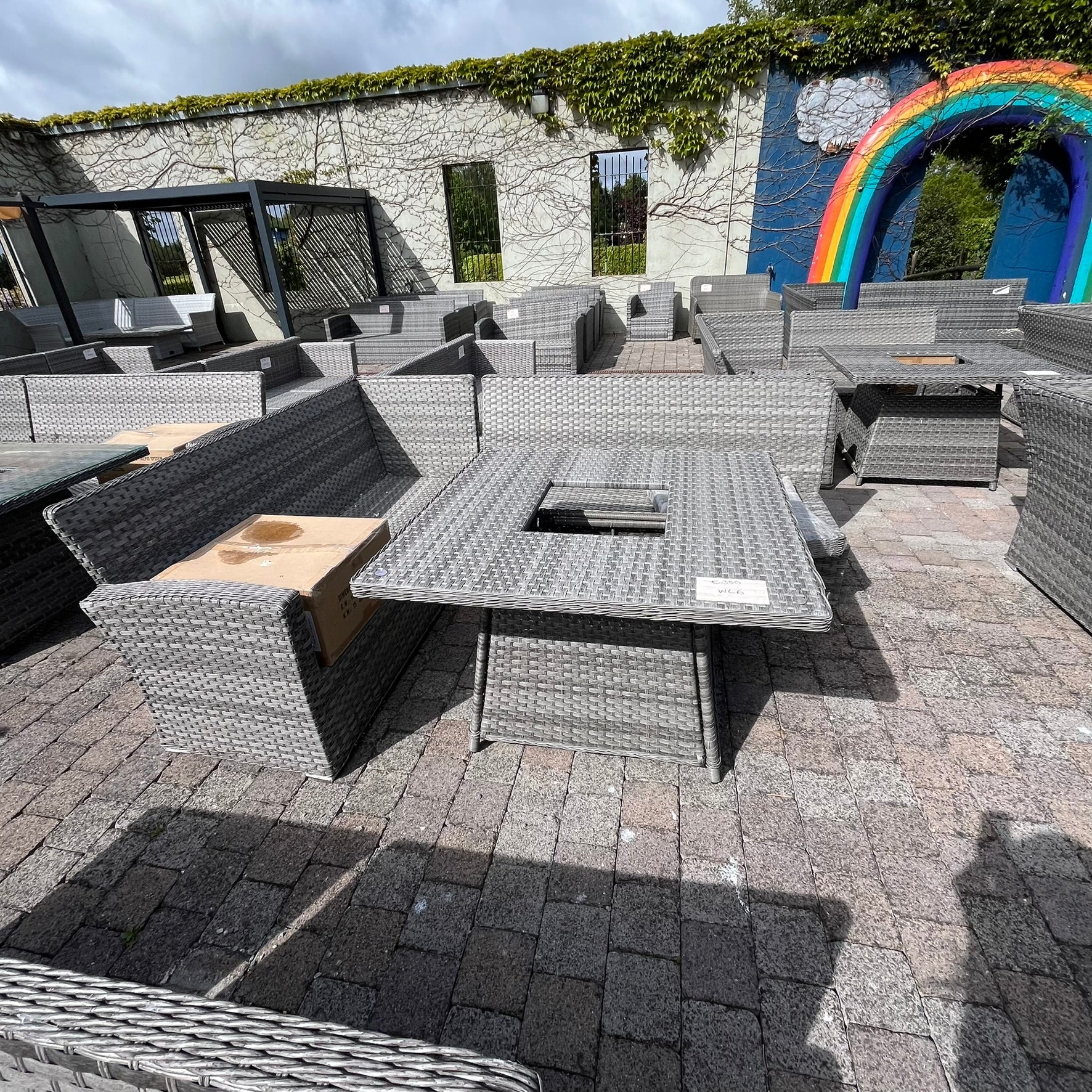 Casual Dining with Firepit Set (Grey) - Clearance