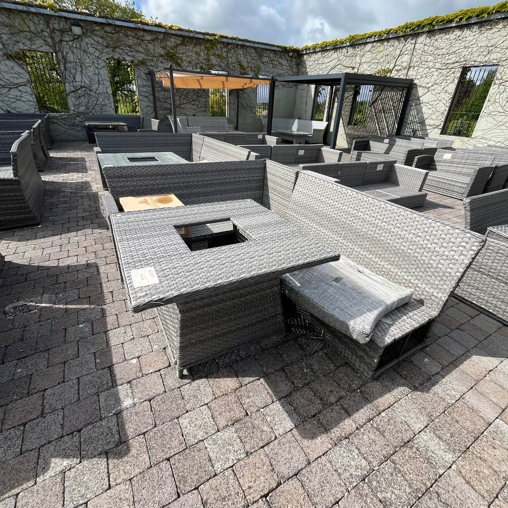 Casual Dining with Firepit Set (Grey) - Clearance