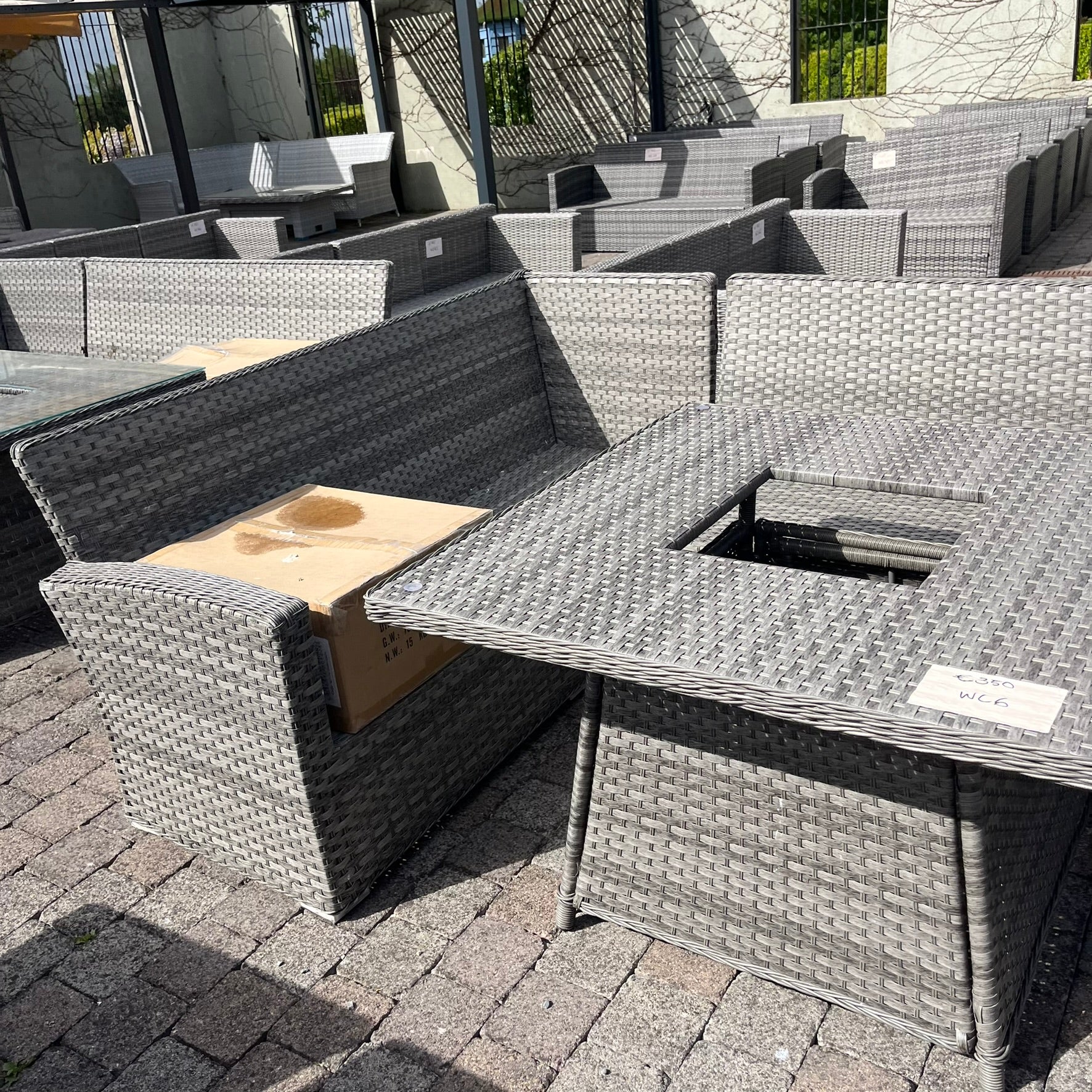 Casual Dining with Firepit Set (Grey) - Clearance