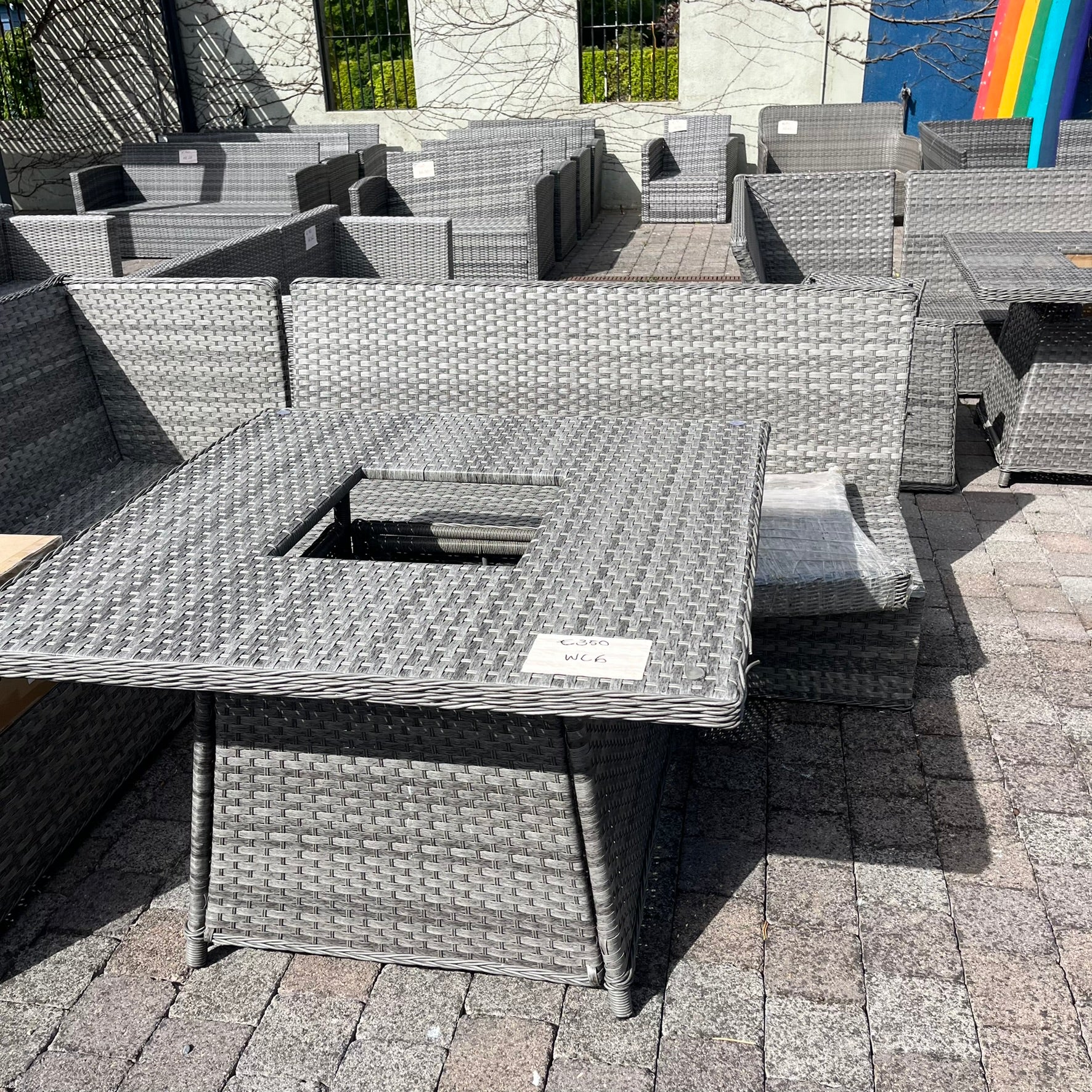 Casual Dining with Firepit Set (Grey) - Clearance