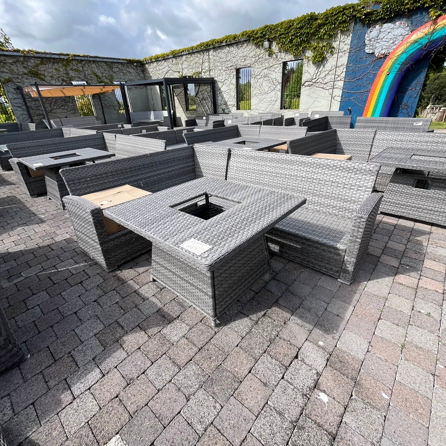Casual Dining with Firepit Set (Grey) - Clearance