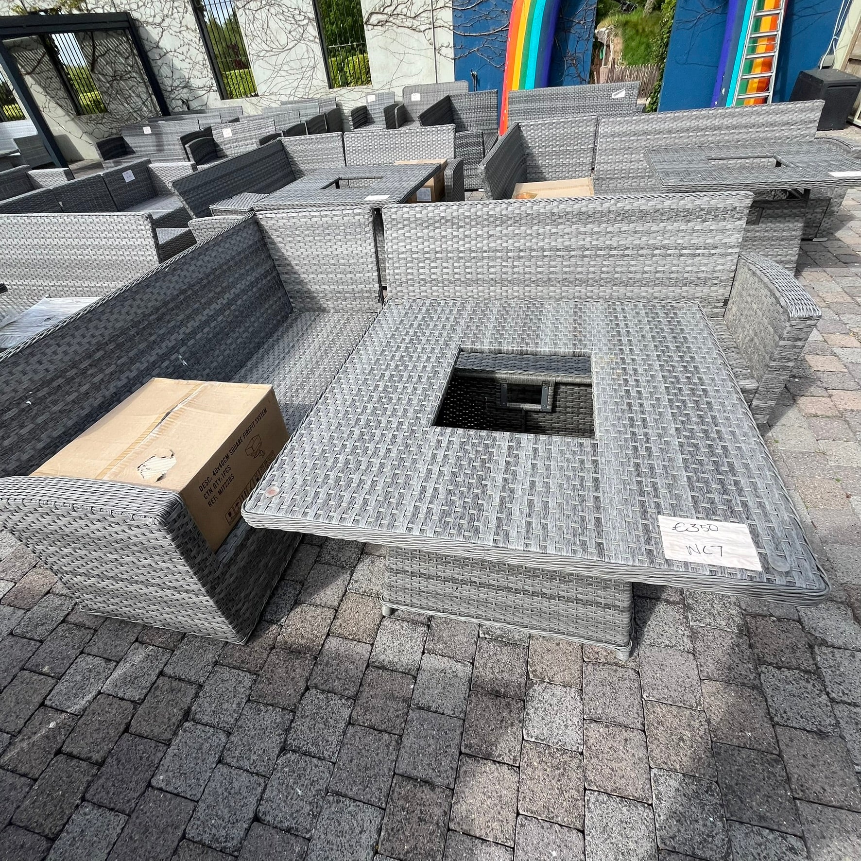 Casual Dining with Firepit Set (Grey) - Clearance