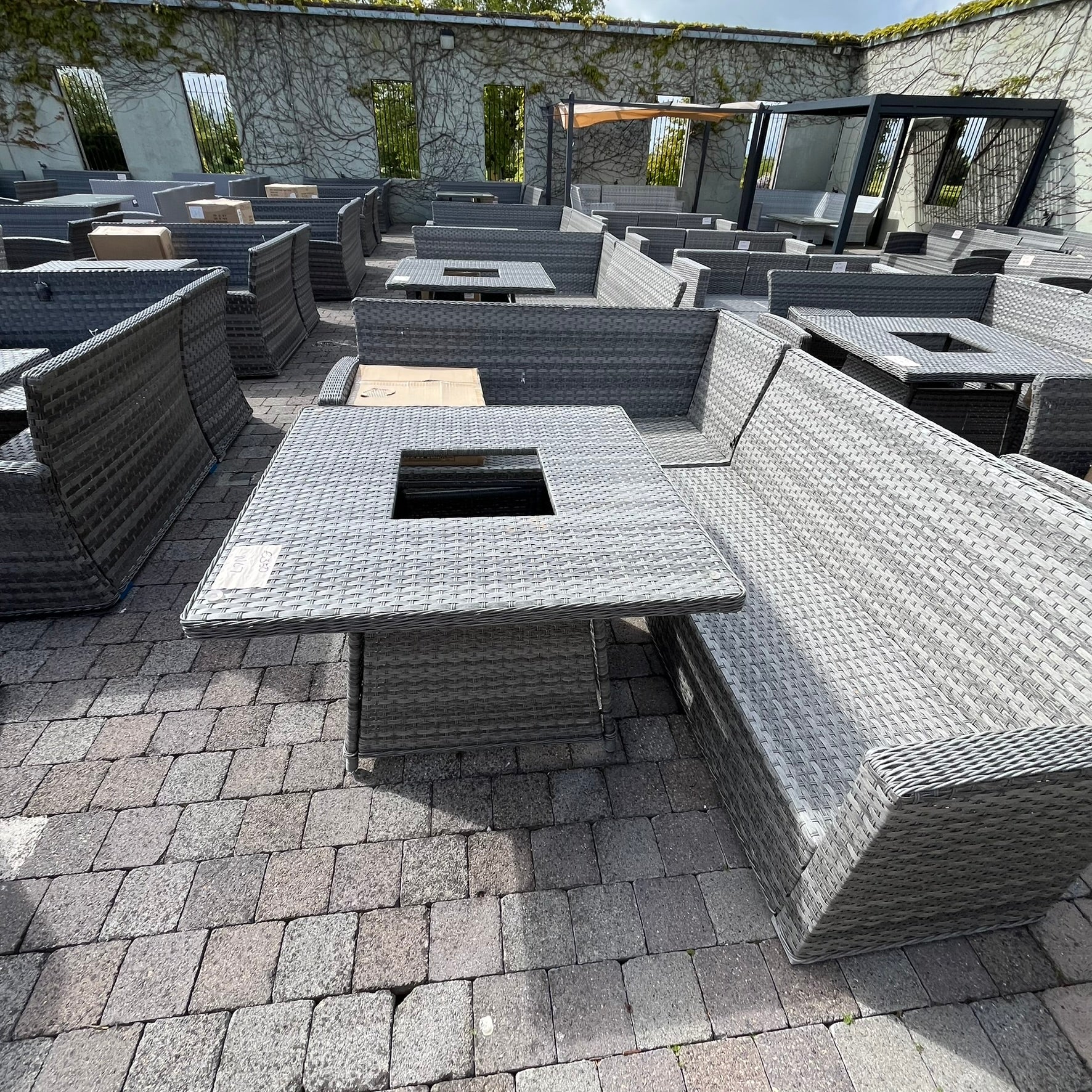 Casual Dining with Firepit Set (Grey) - Clearance