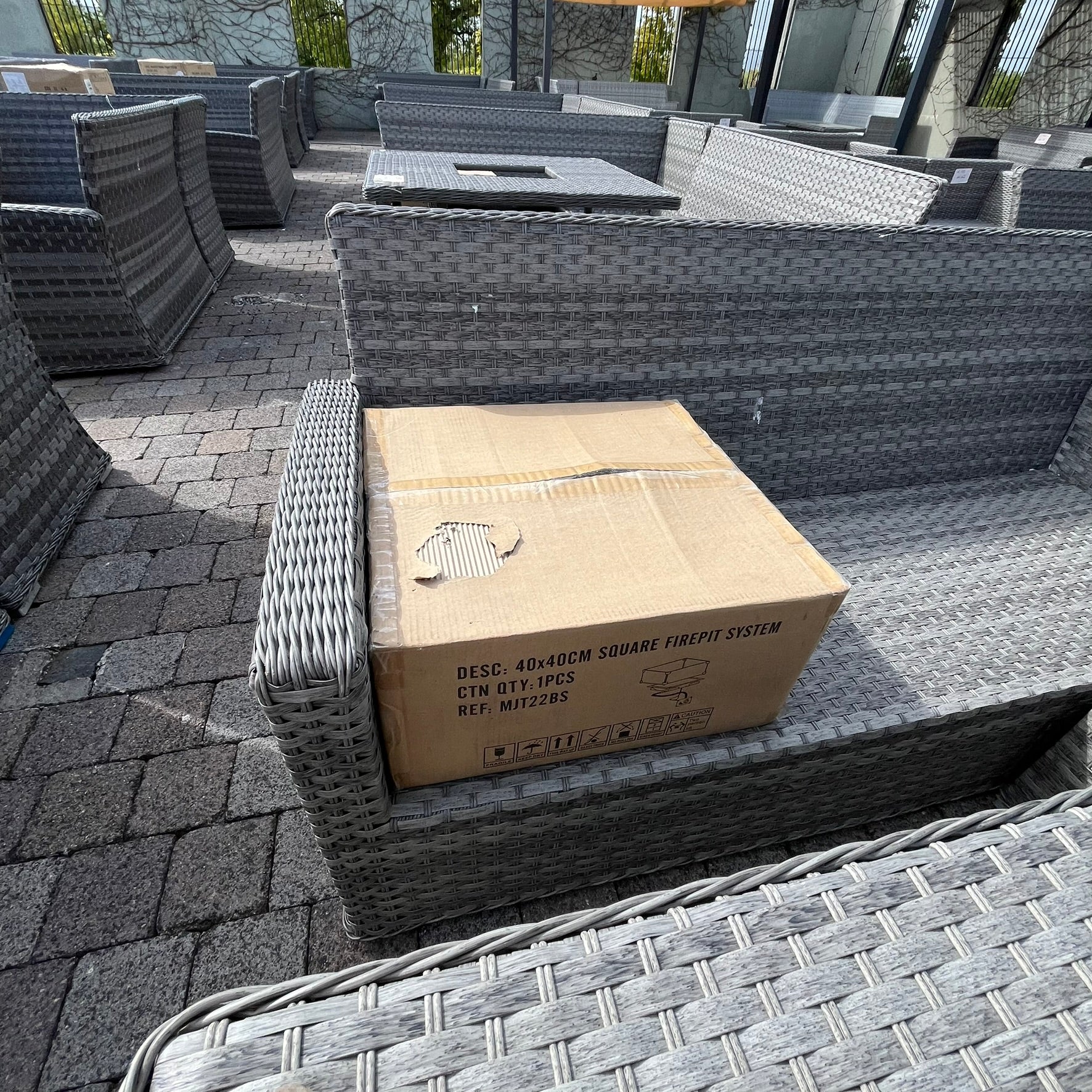 Casual Dining with Firepit Set (Grey) - Clearance