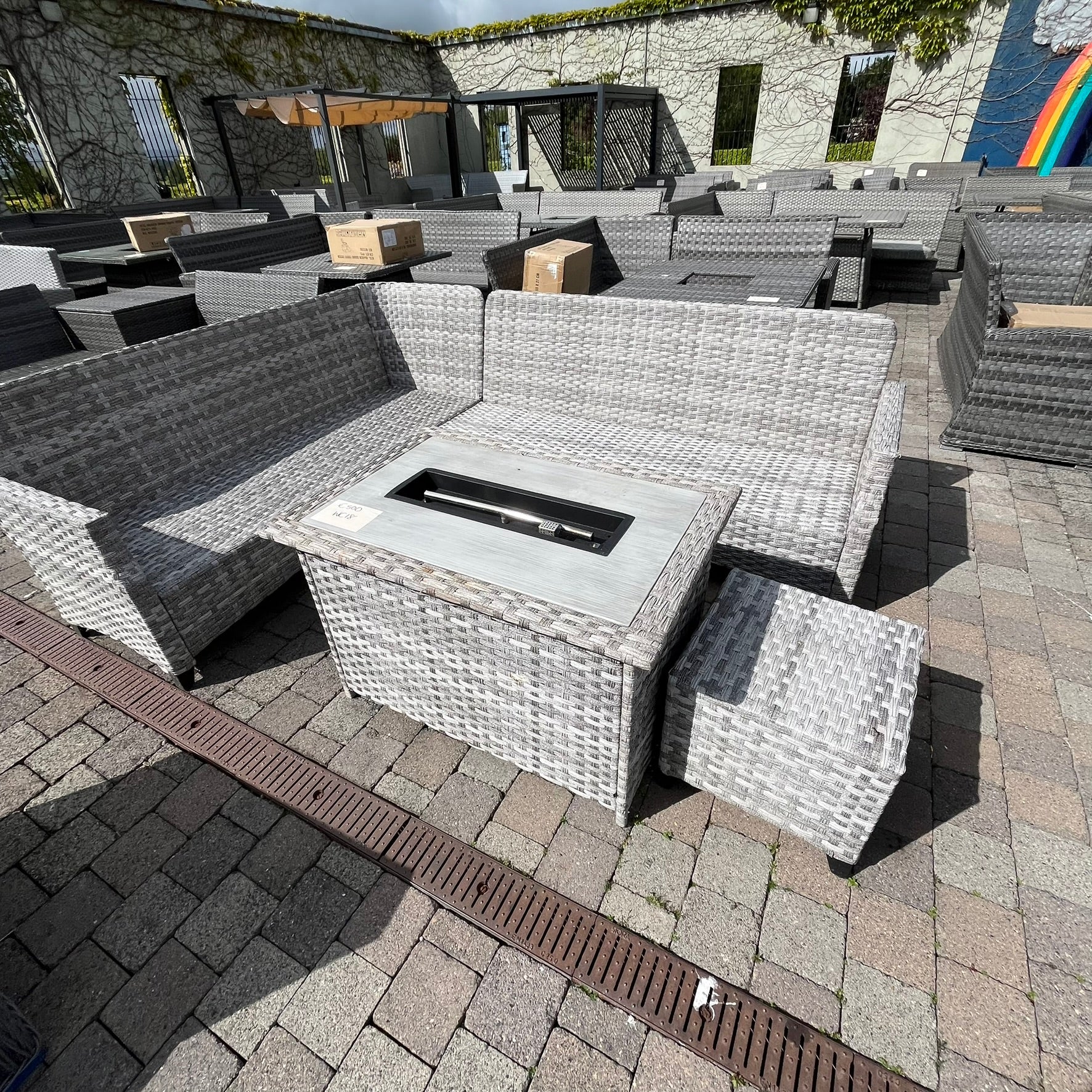 Venice Corner with Firepit Table - No Cushions- Clearance