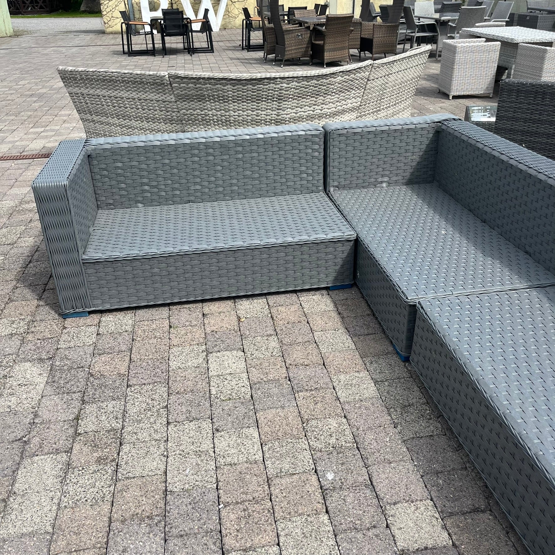 Grey Rattan Sofa - Clearance