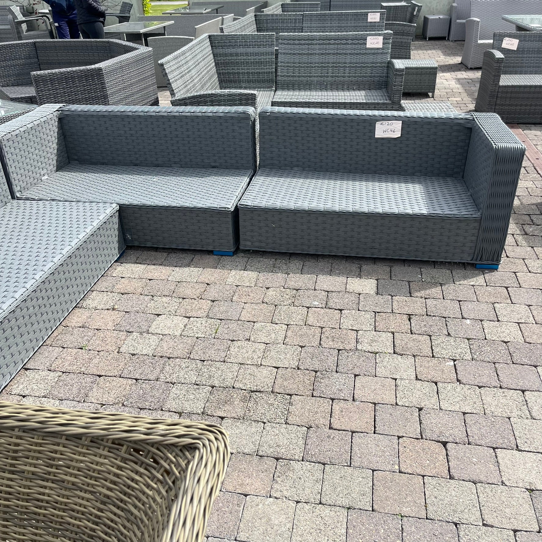 Grey Rattan Sofa - Clearance
