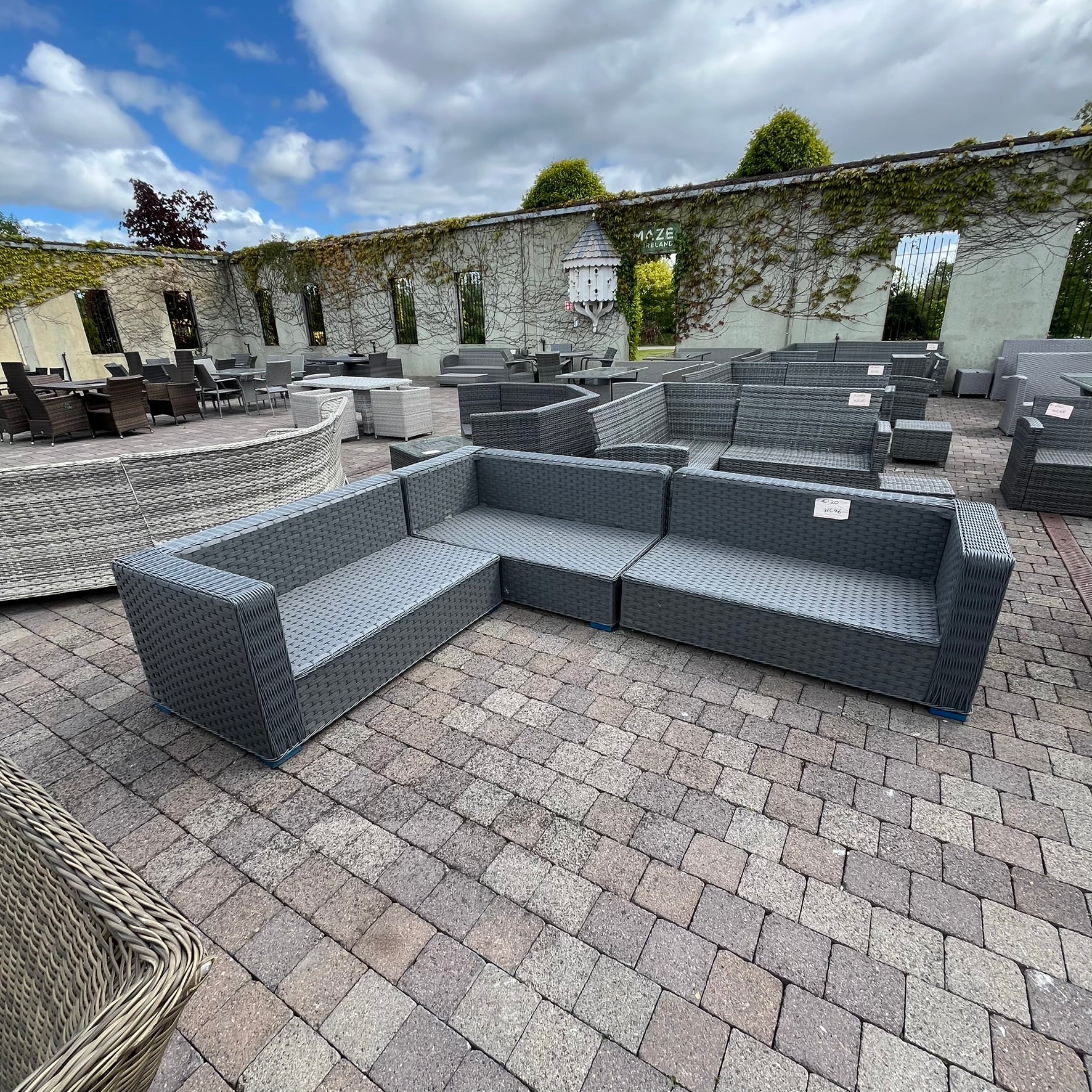 Grey Rattan Sofa - Clearance