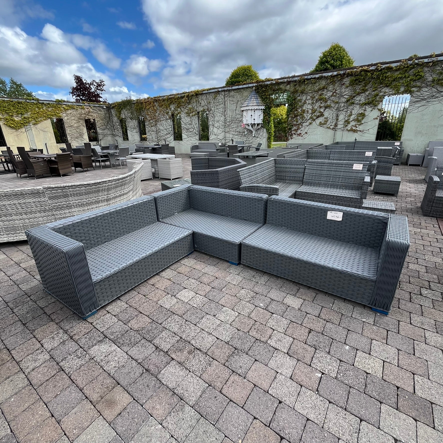 Grey Rattan Sofa - Clearance