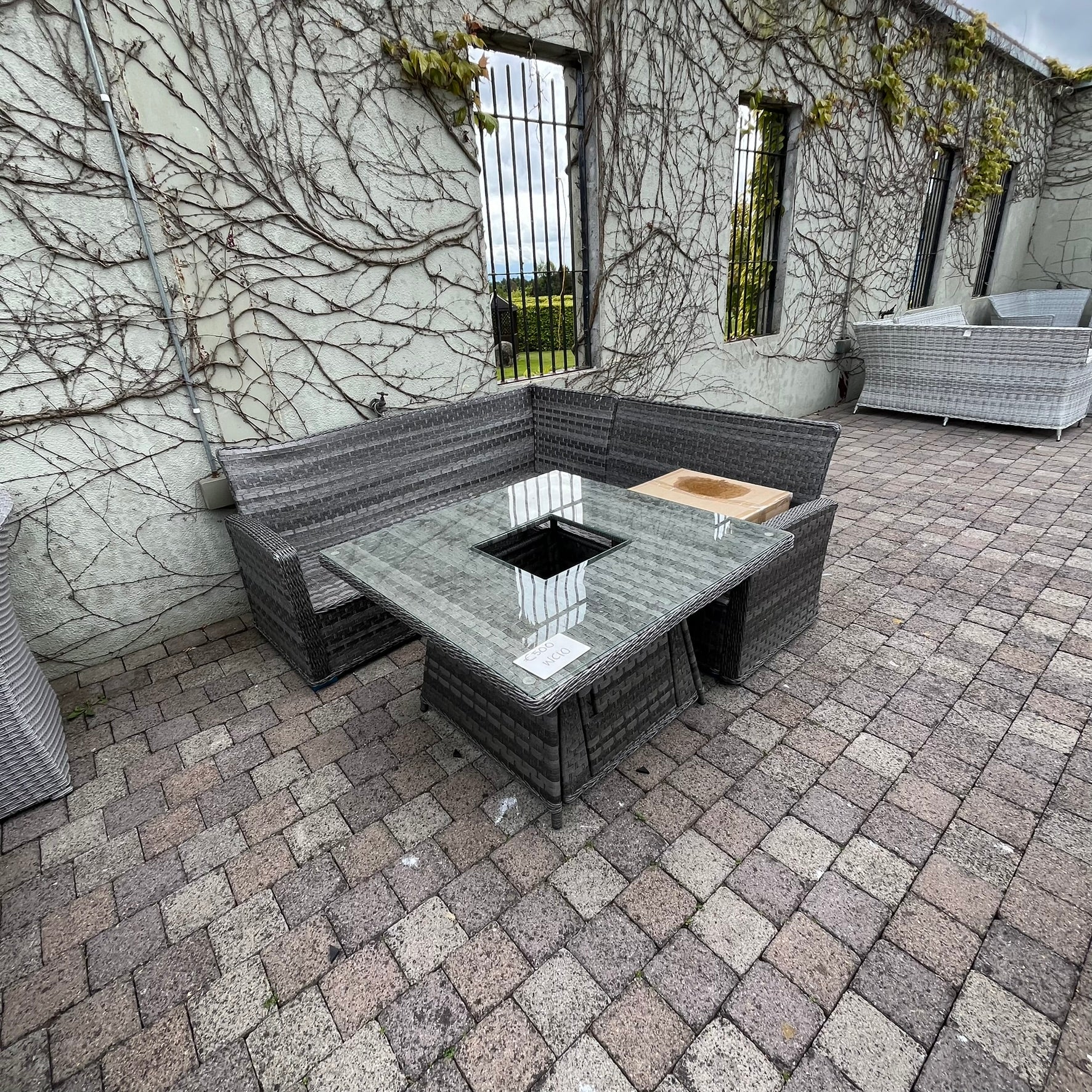 Casual Dining with Firepit Set (Grey) - Clearance