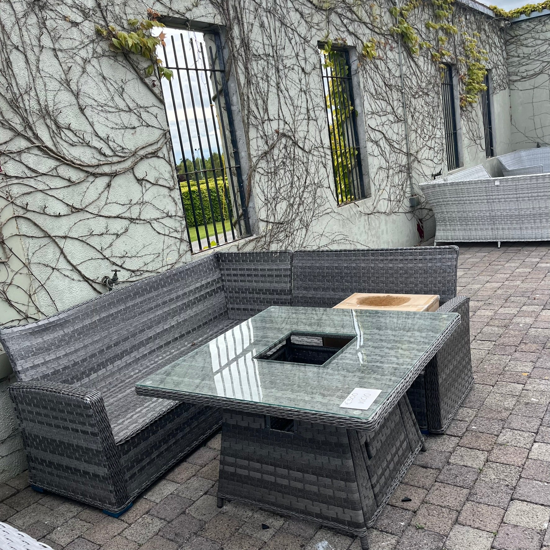 Casual Dining with Firepit Set (Grey) - Clearance