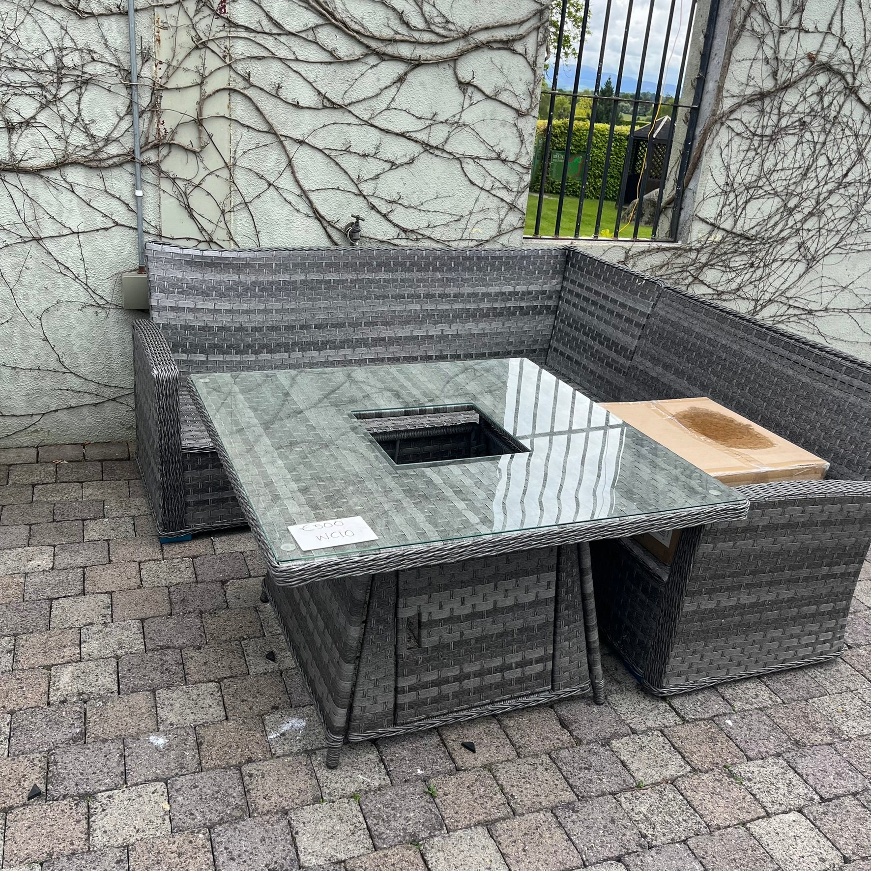 Casual Dining with Firepit Set (Grey) - Clearance