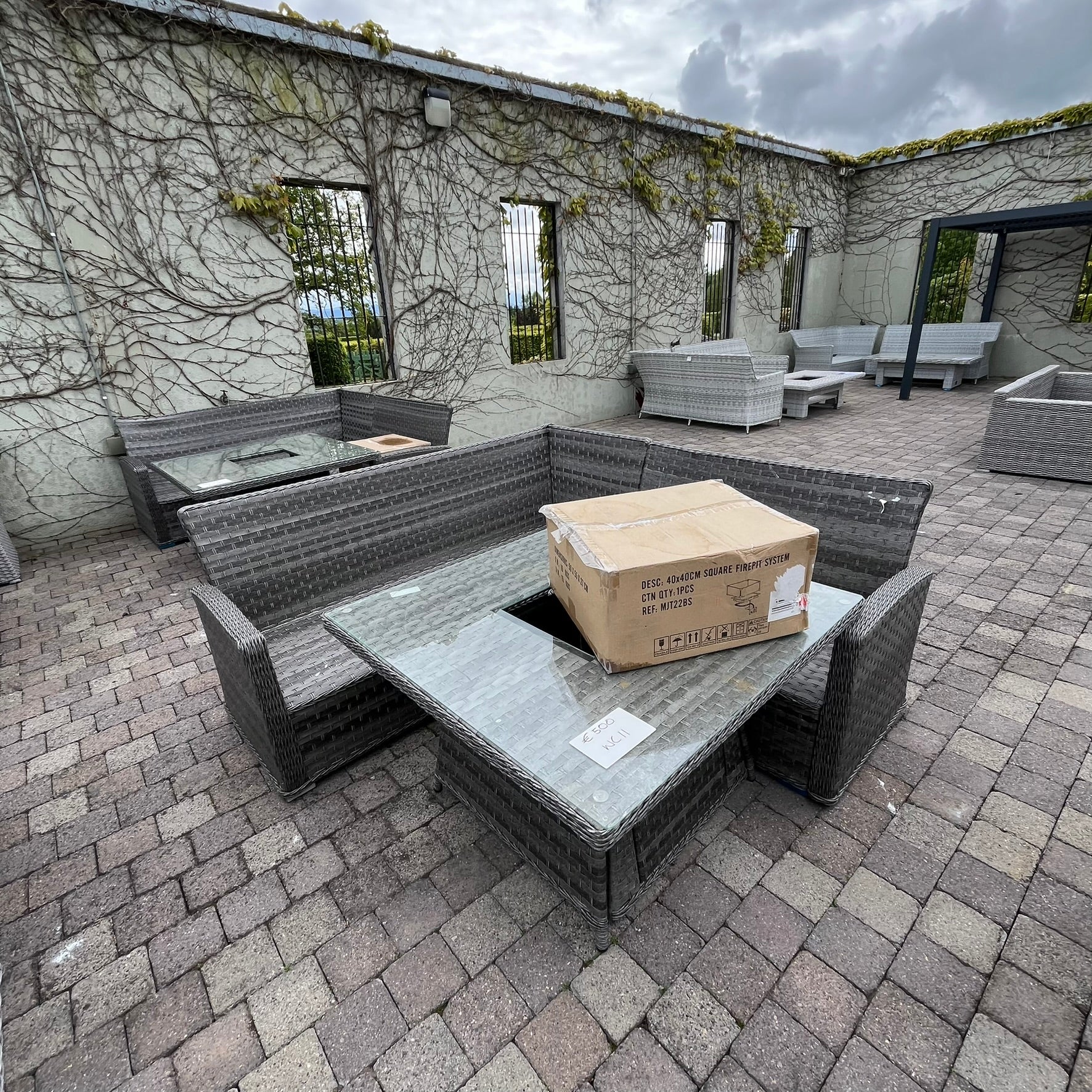 Casual Dining with Firepit Set (Grey) - Clearance